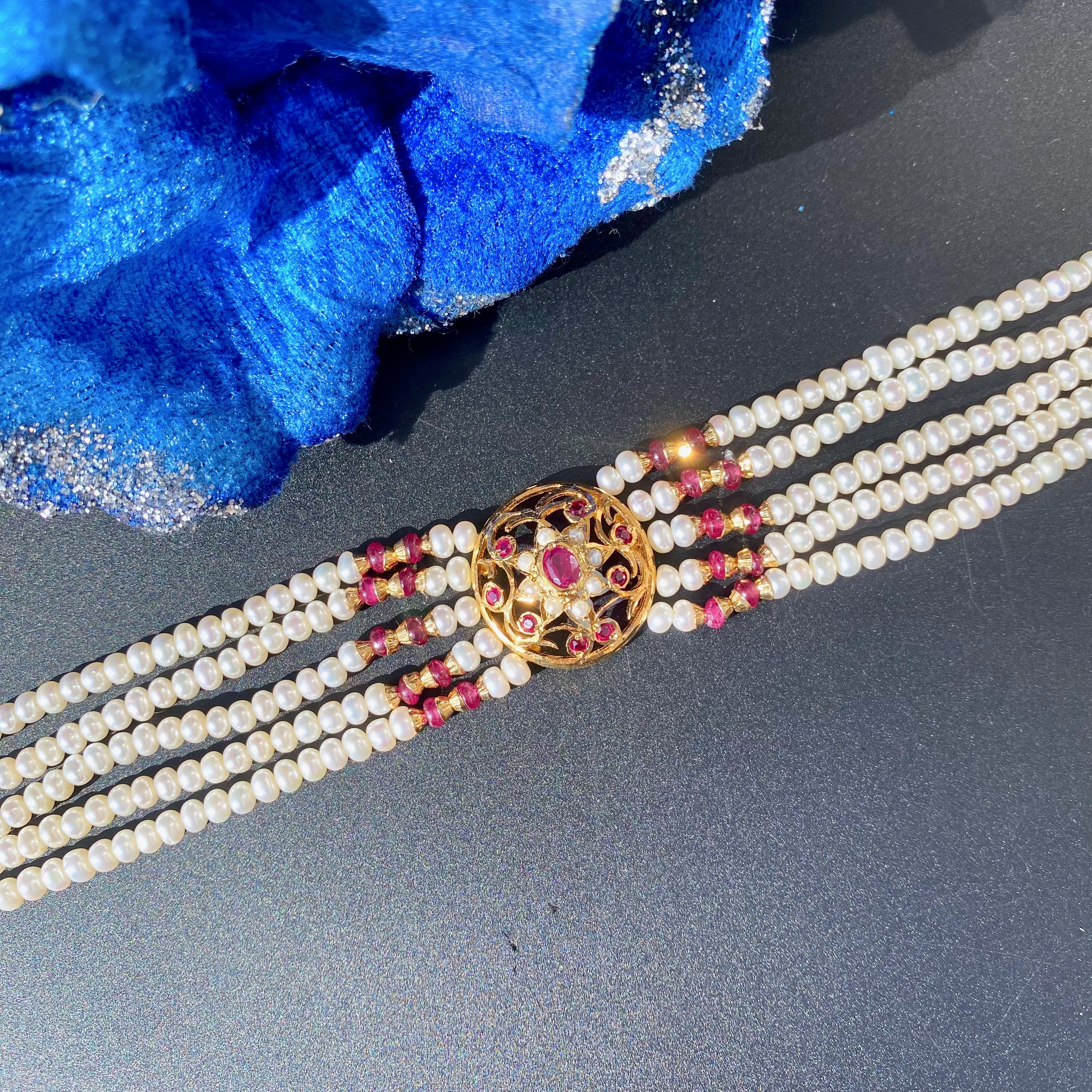 delicate ruby choker gold plated