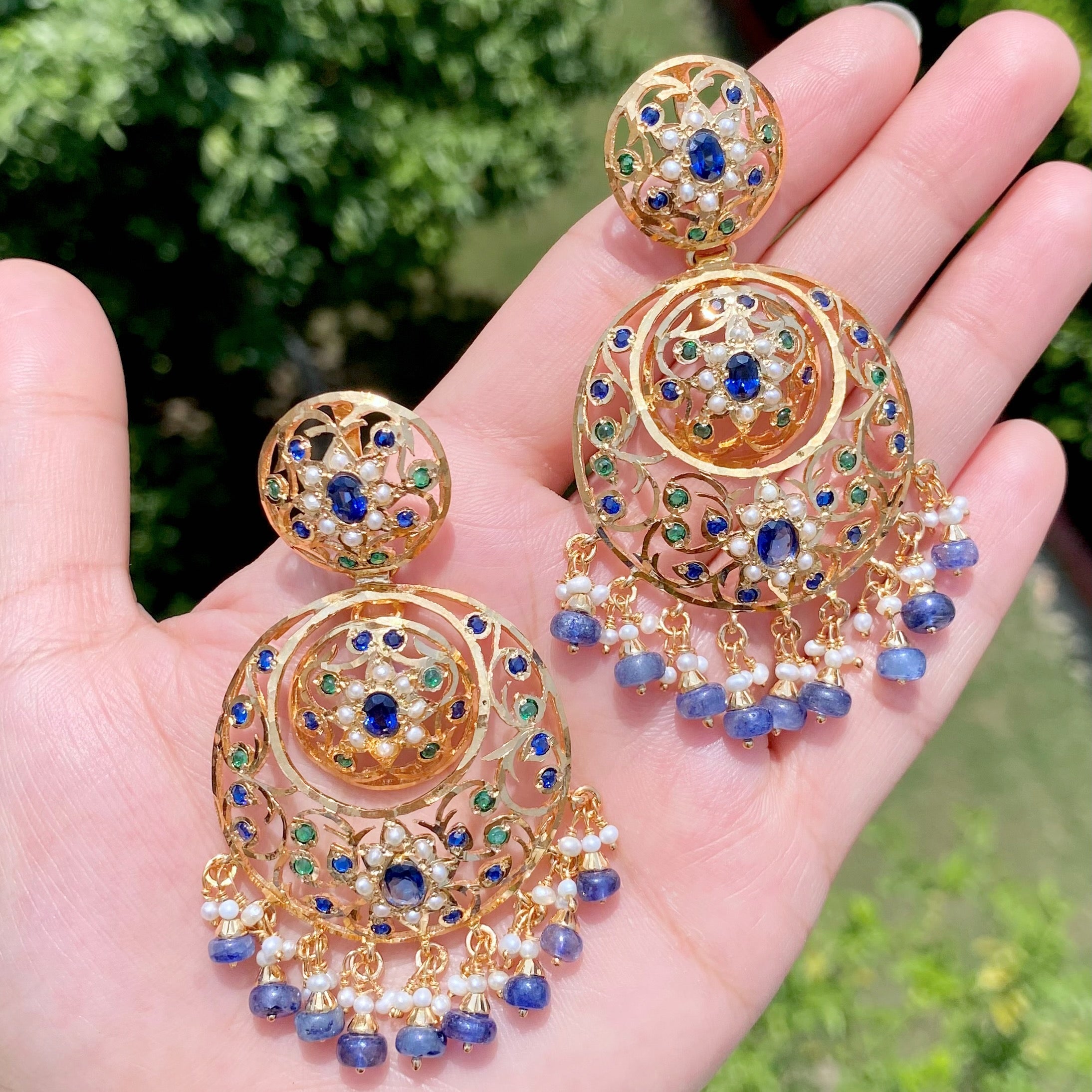 Antique Style Necklace Set | Gold Plated on Silver | Unique Color Combination