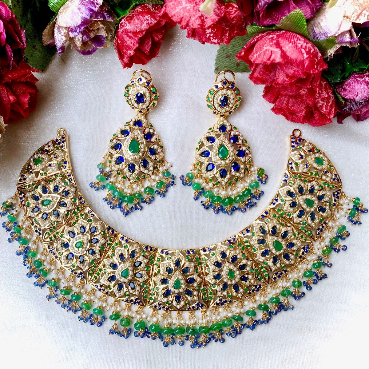 Gold plated necklace set for women for destination wedding in dubai