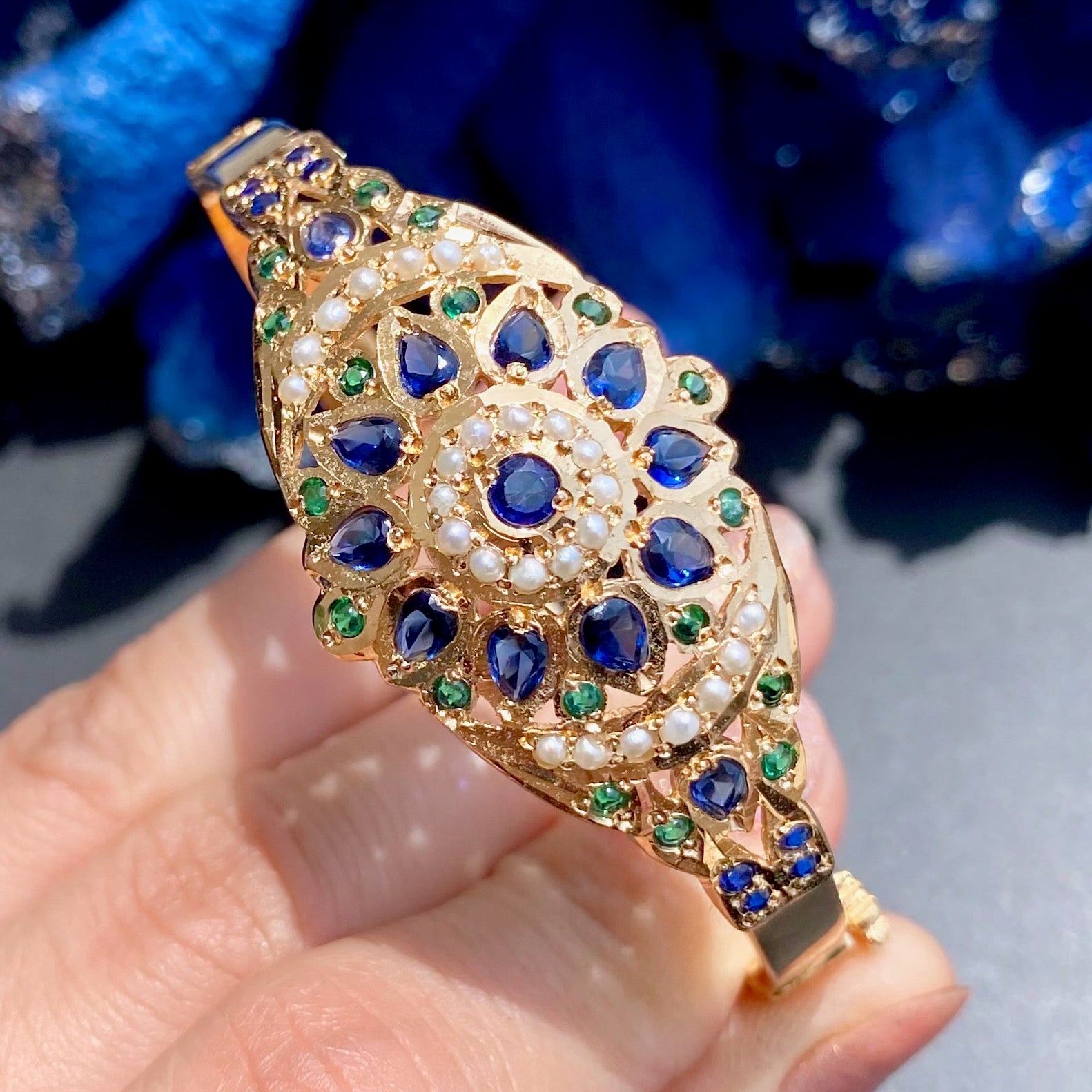 Modern Jadau Bracelet | Gold Plated on 925 Silver | Contemporary Party Wear Indian Jewelry