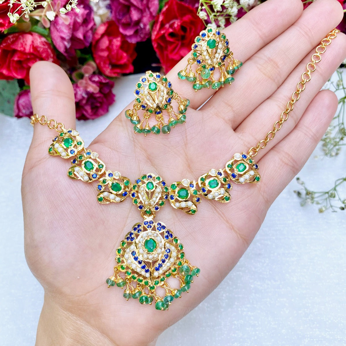 emerald necklace jadau