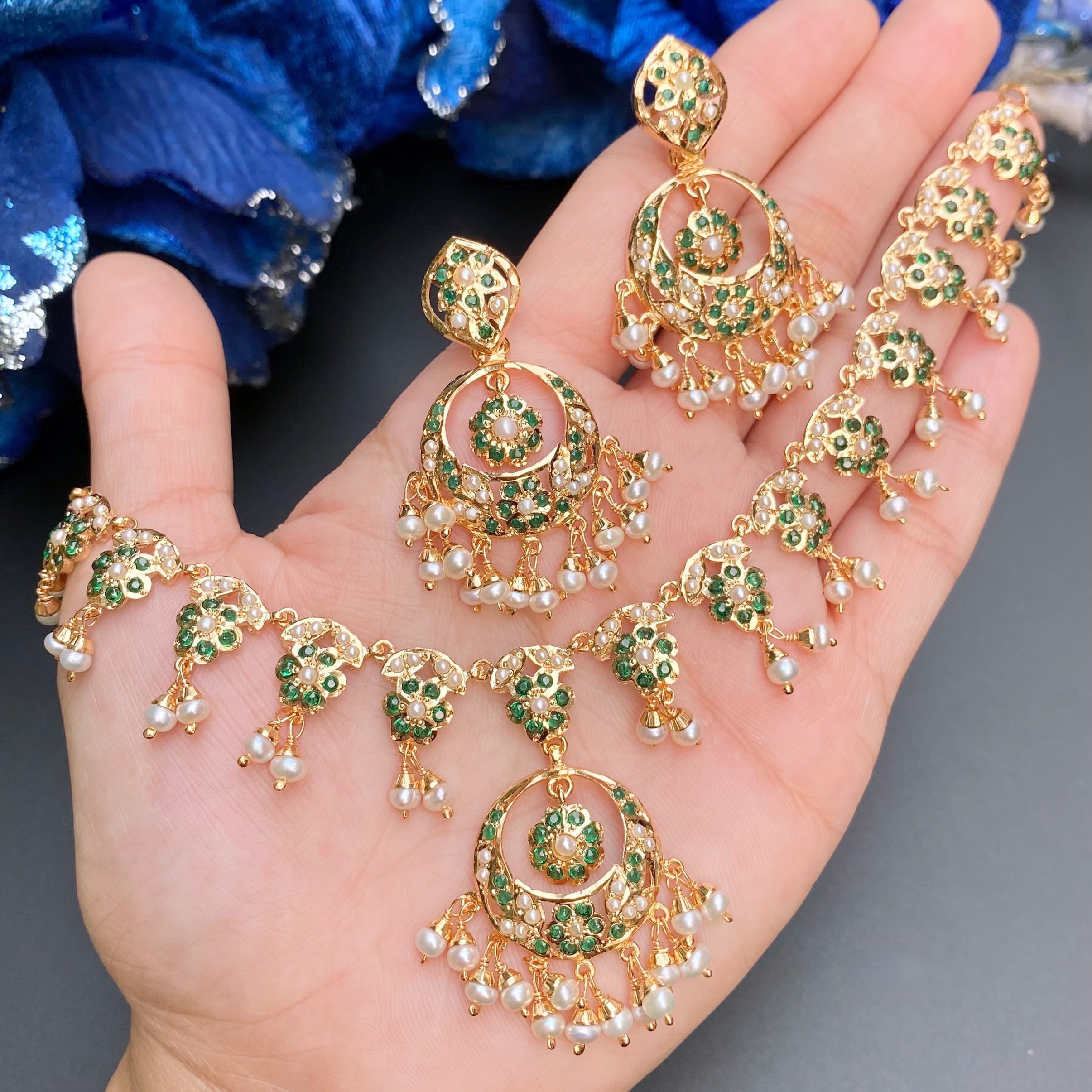 emerald necklace set jadau