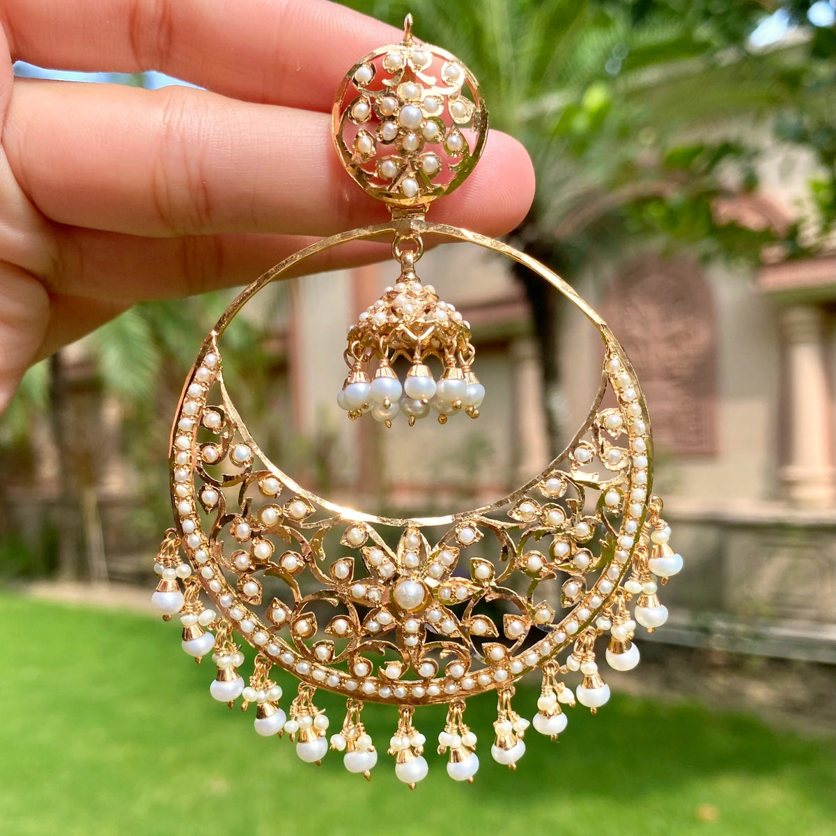 Magnificient Pearl Chandbal with Jhumki Inside | Gold Plated on 925 Silver ER 787