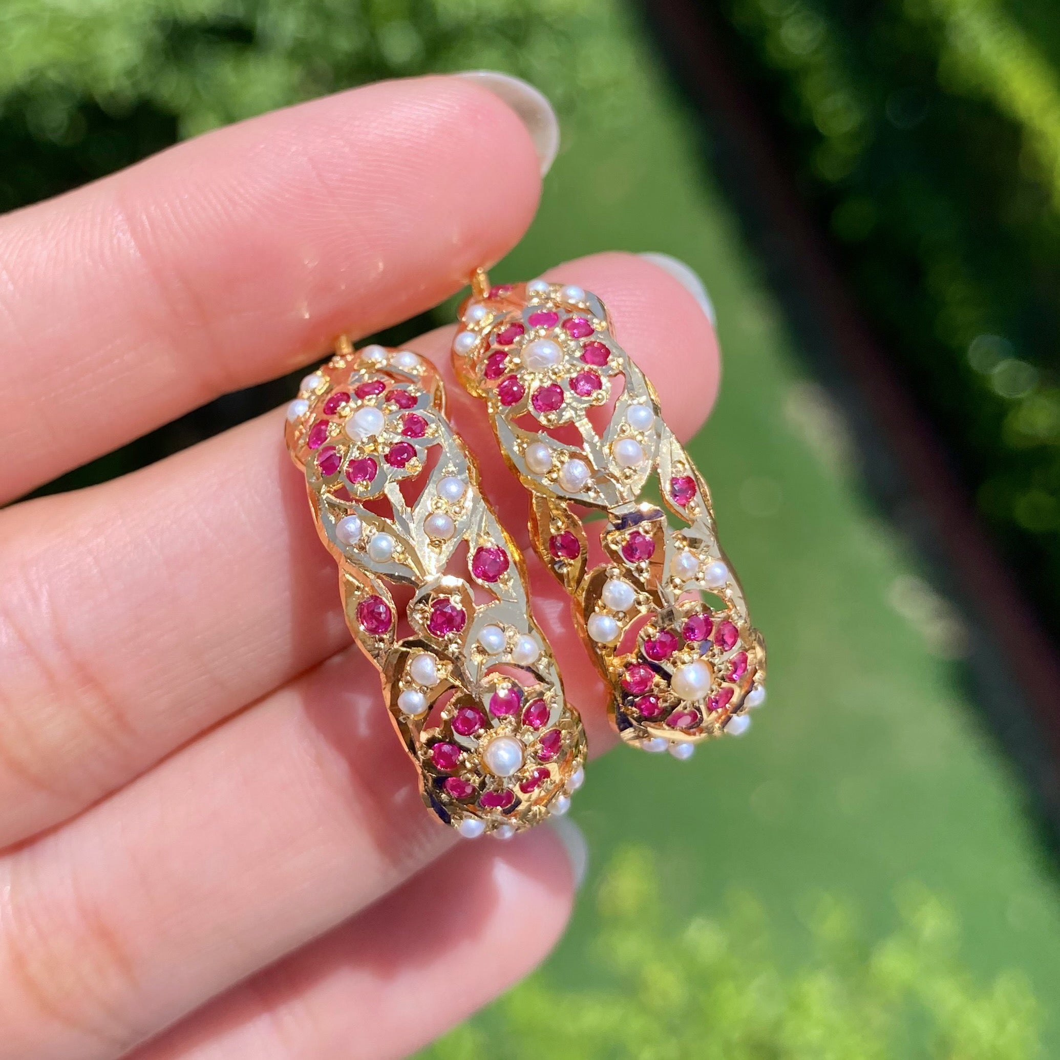 Ethnic Indian Hoop Earrings | 925 Silver with Gold Plating ER 774