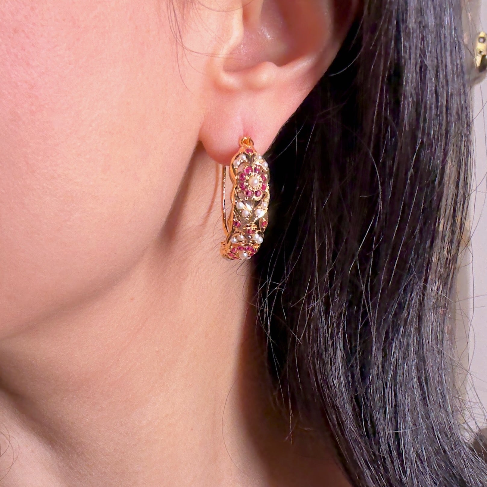 Ethnic Indian Hoop Earrings | 925 Silver with Gold Plating ER 774