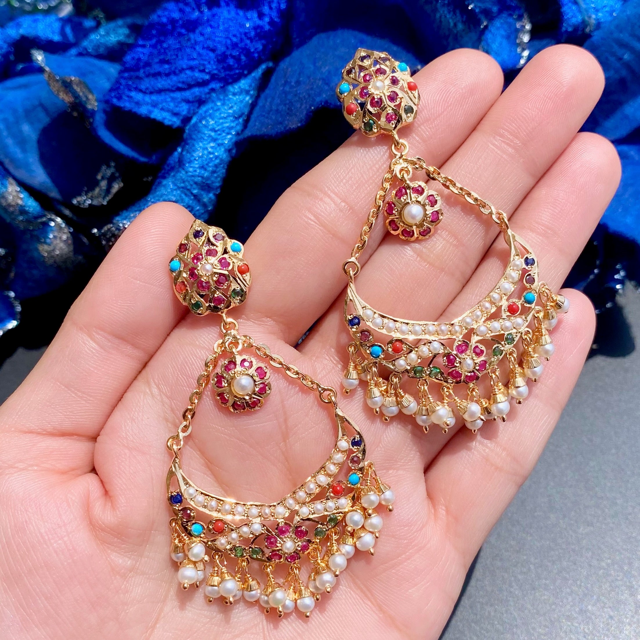 Light Weight Jadau Jhoomer Earrings | Gold Plated on 925 Silver