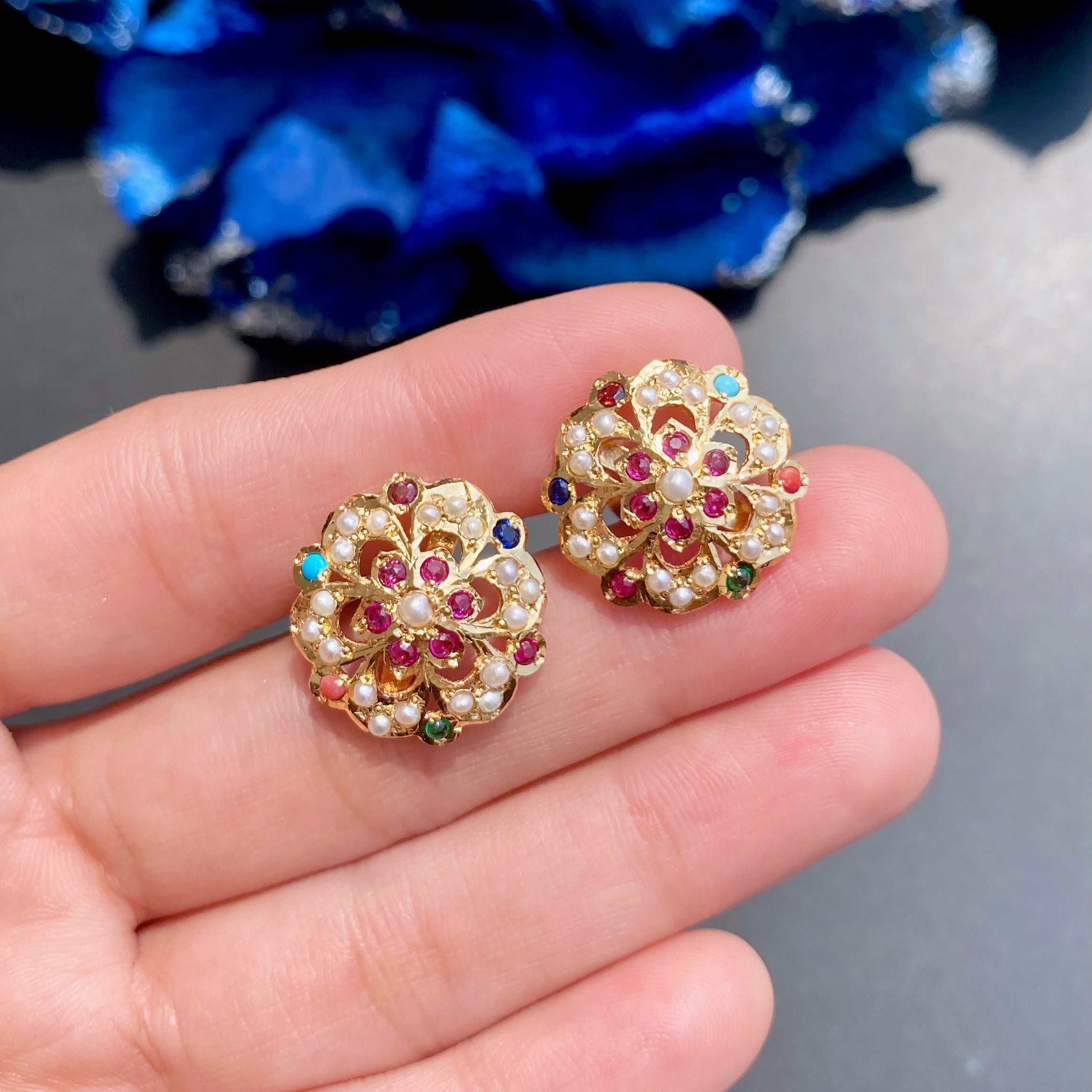 fine navratna stud earrings