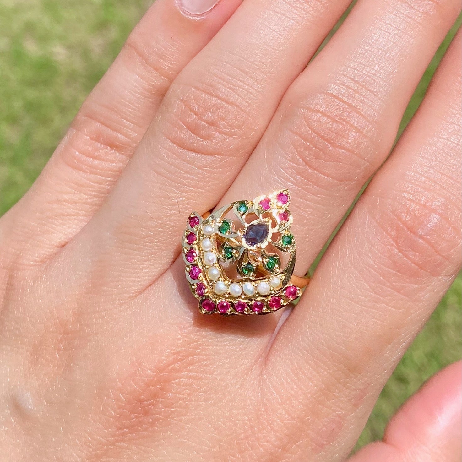 elegant jadau ring gold plated