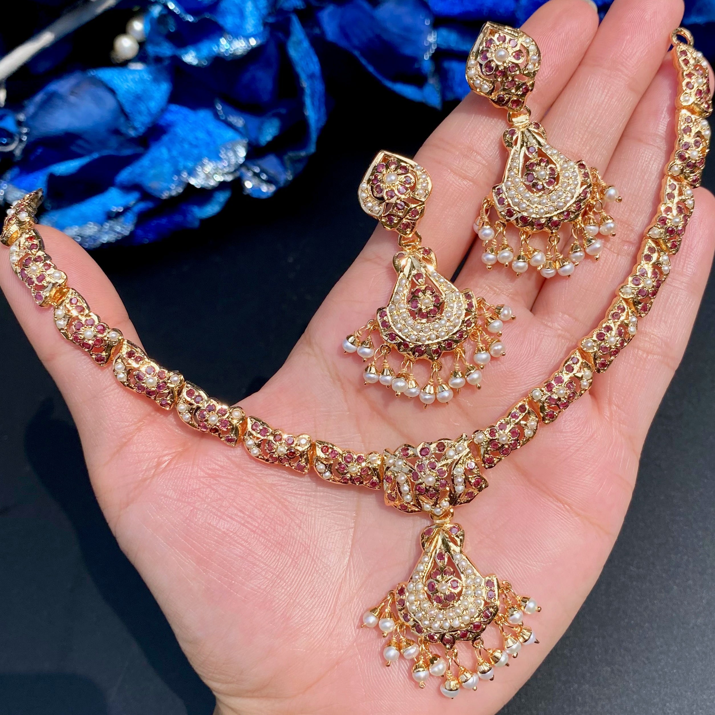 garnet necklace set jadau