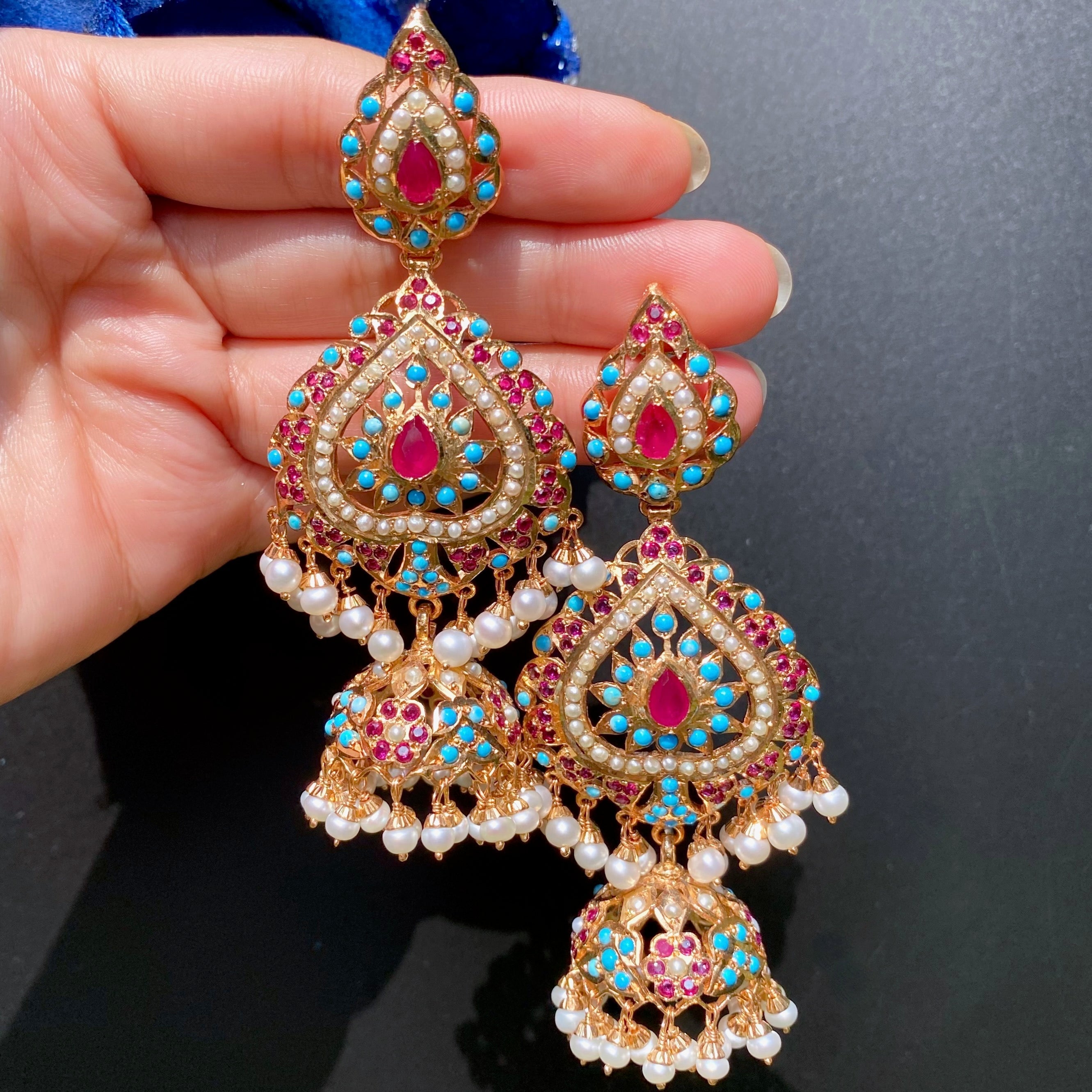 antique jadau jhumka earrings in silver
