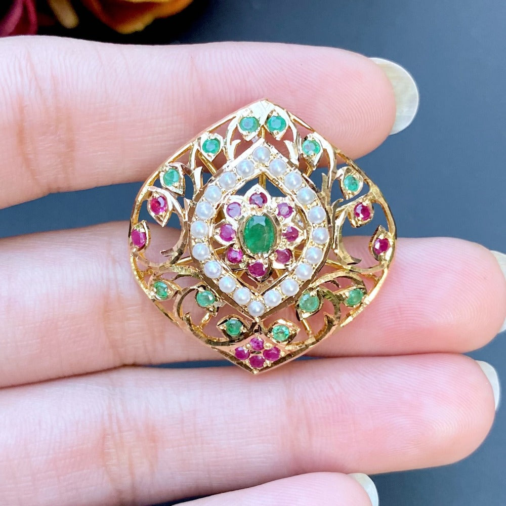 hyderabadi jadau ring gold
