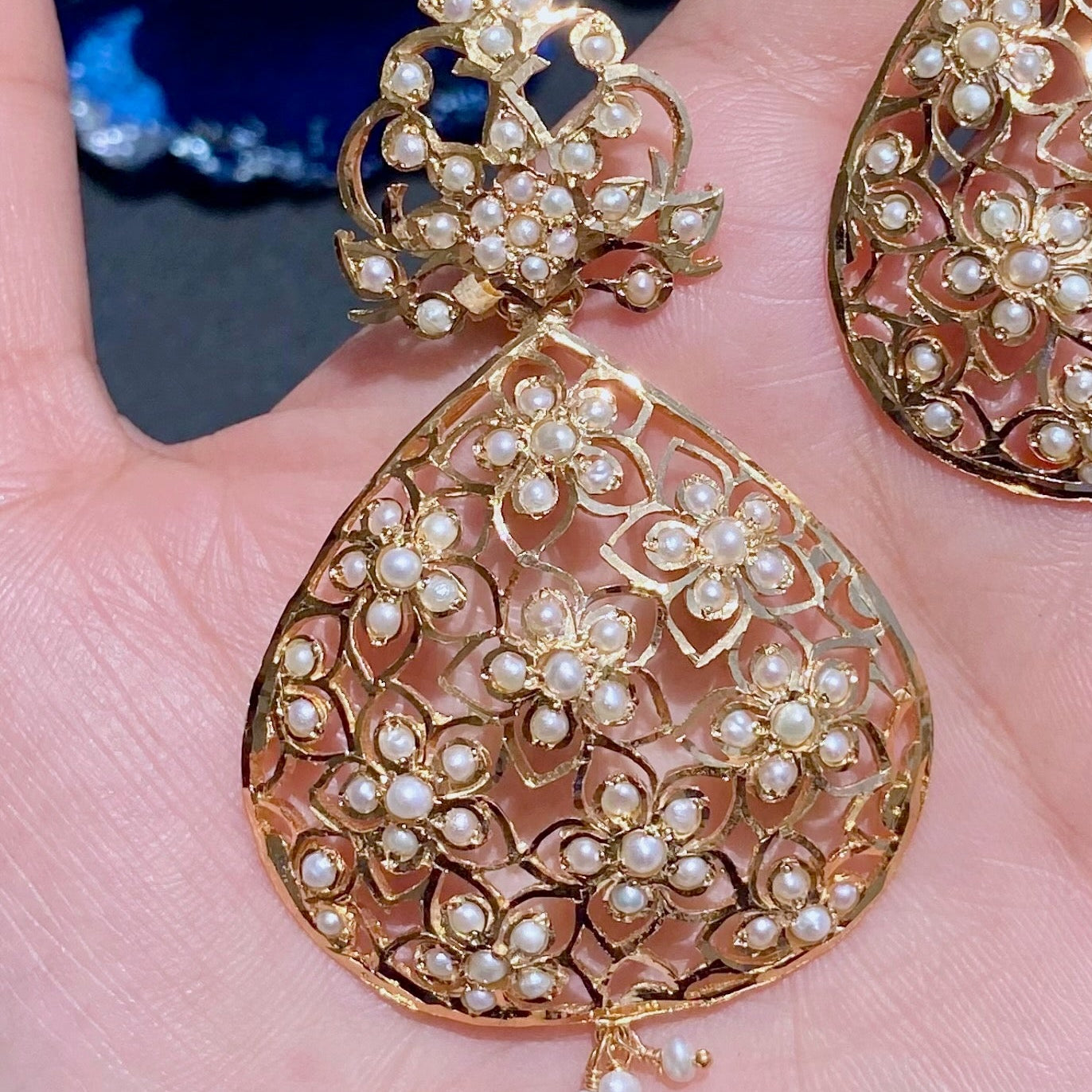 Indo Western Design Earrings | Freshwater Pearls | Gold Plated on Silver ER 559