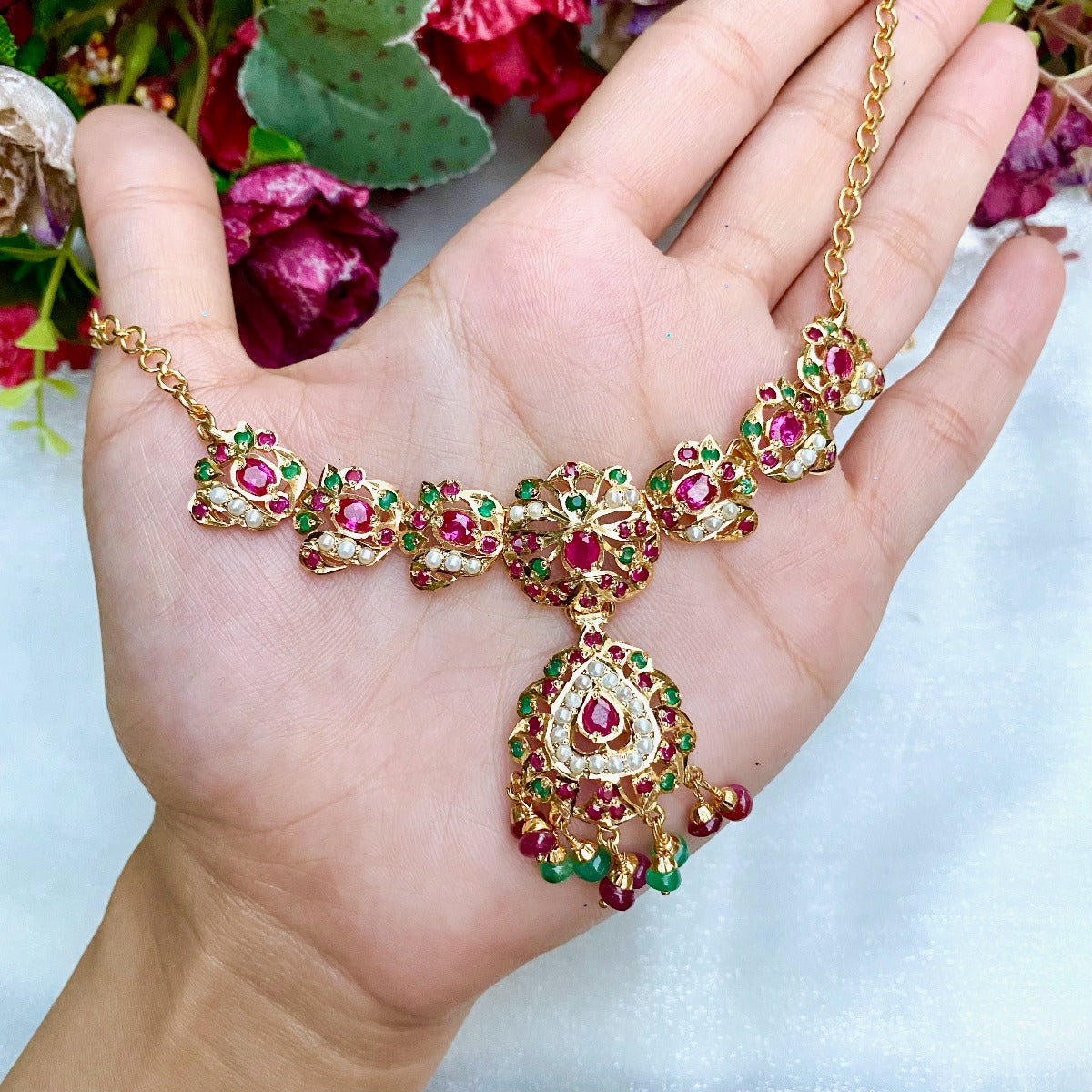 intricate jadau necklace
