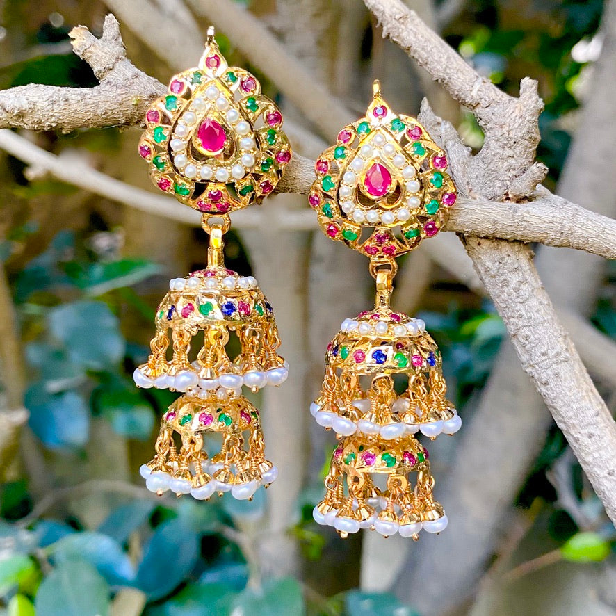 jadau double jhumka