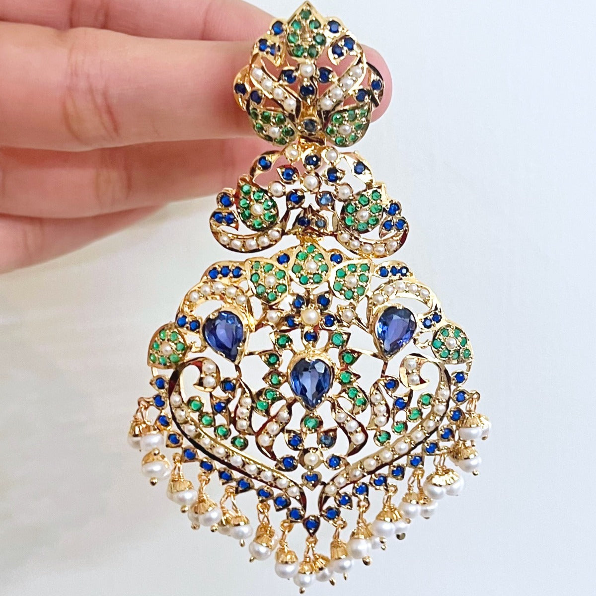 Mughal jewellery jadau earrings for wedding abroad