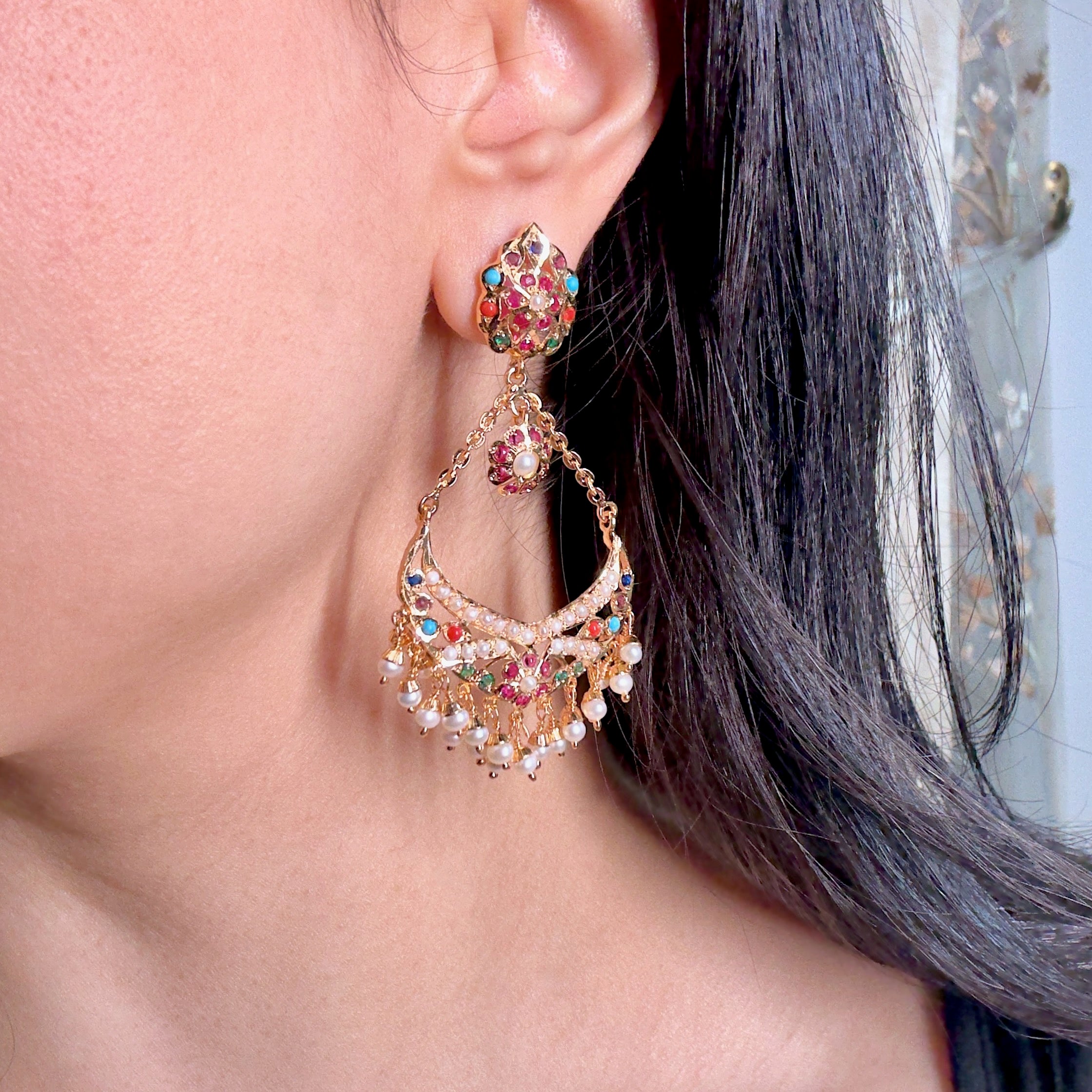 Light Weight Jadau Jhoomer Earrings | Gold Plated on 925 Silver