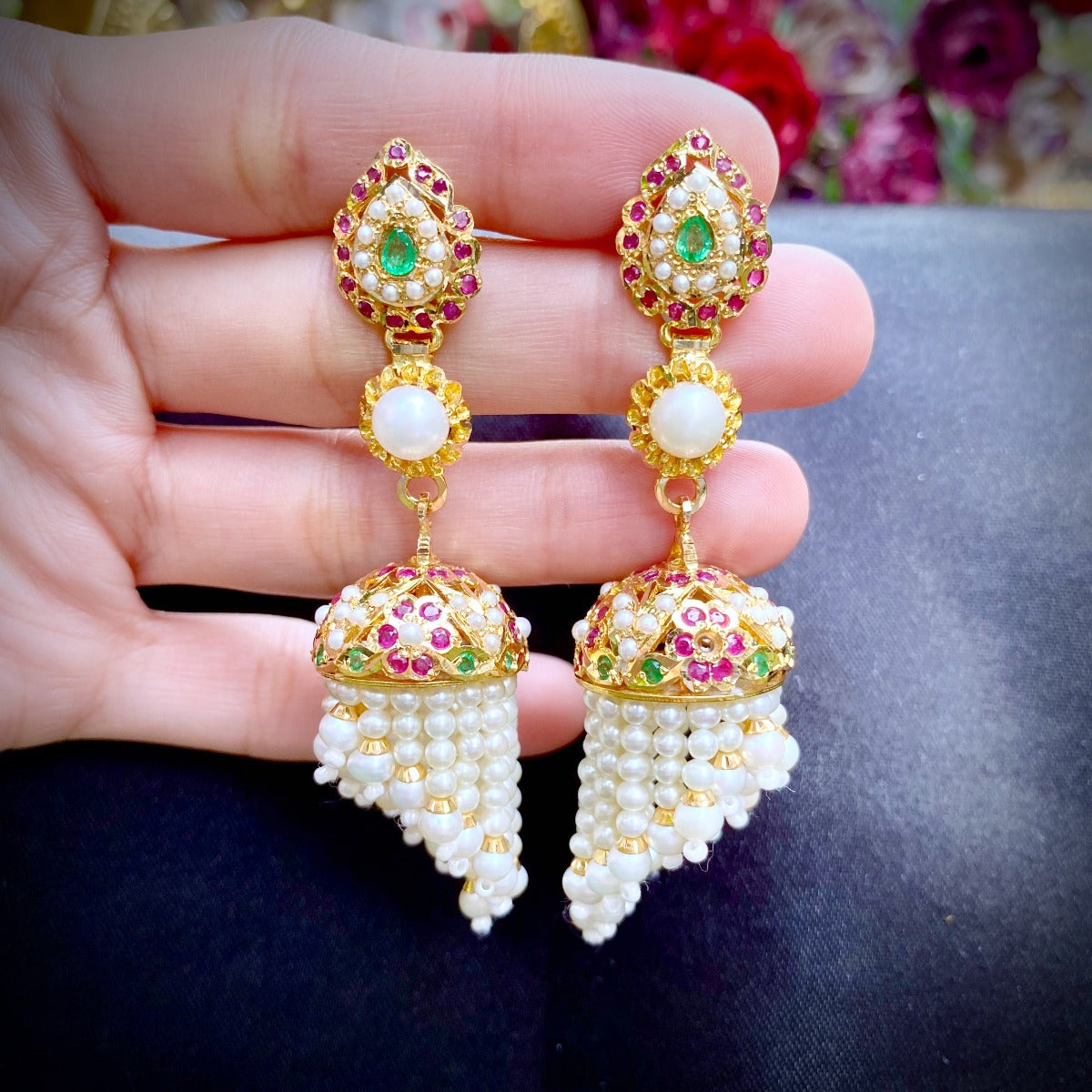 jadau jhumka 22k gold