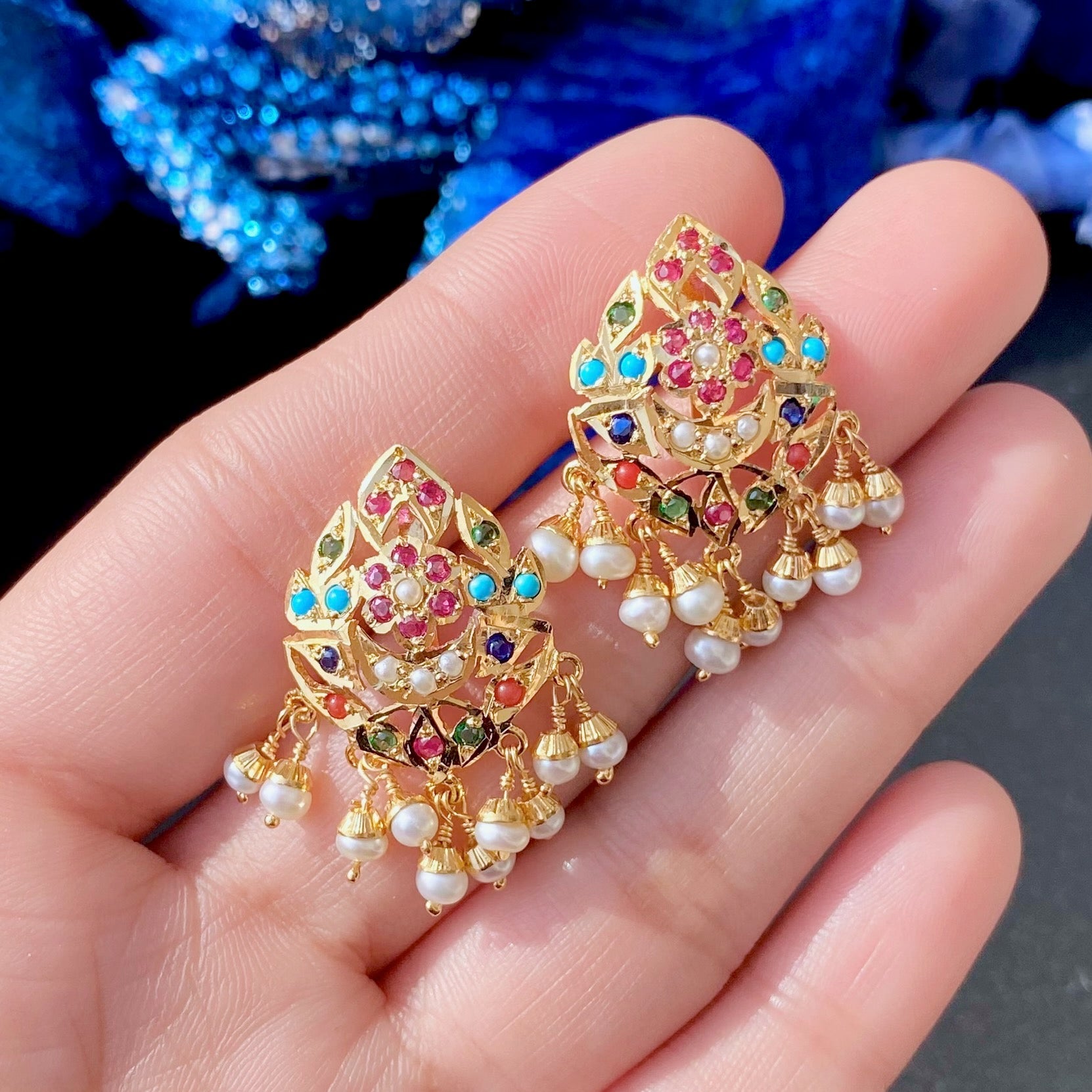 jadau navratan studs