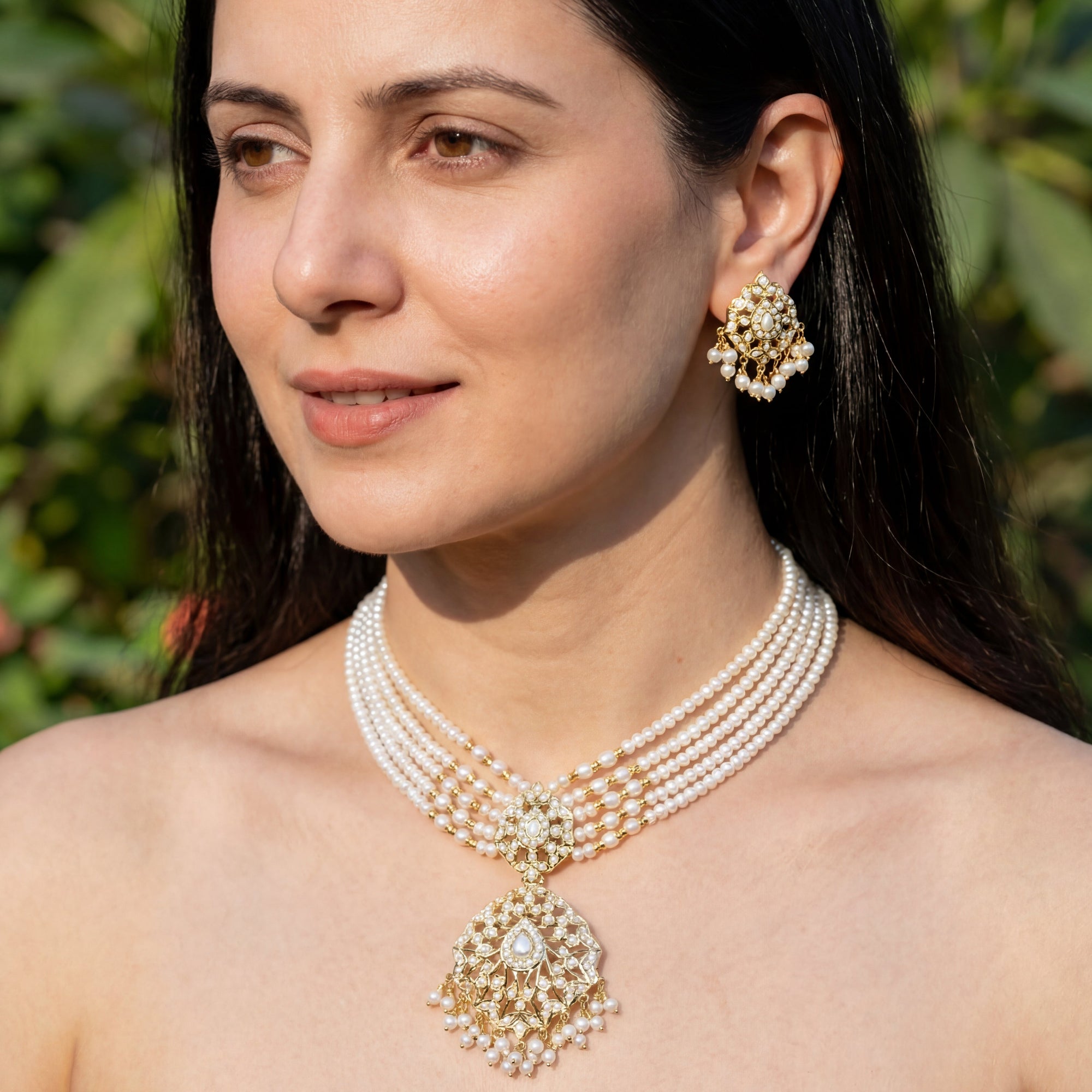 Gold Plated Pearl Choker Set | Sterling Silver | Freshwater Pearls NS 177