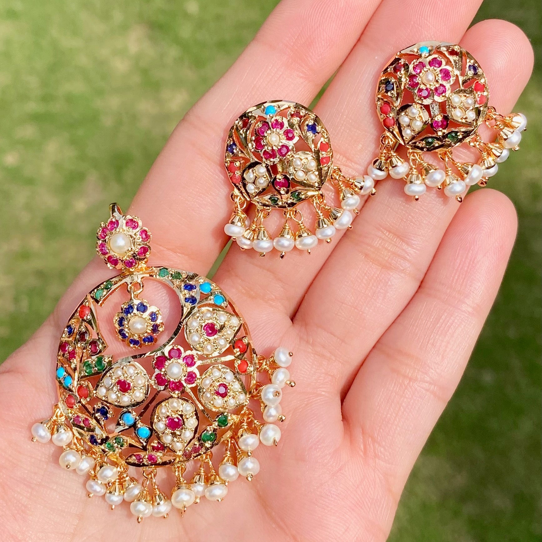 nauratan pendant set gold plated