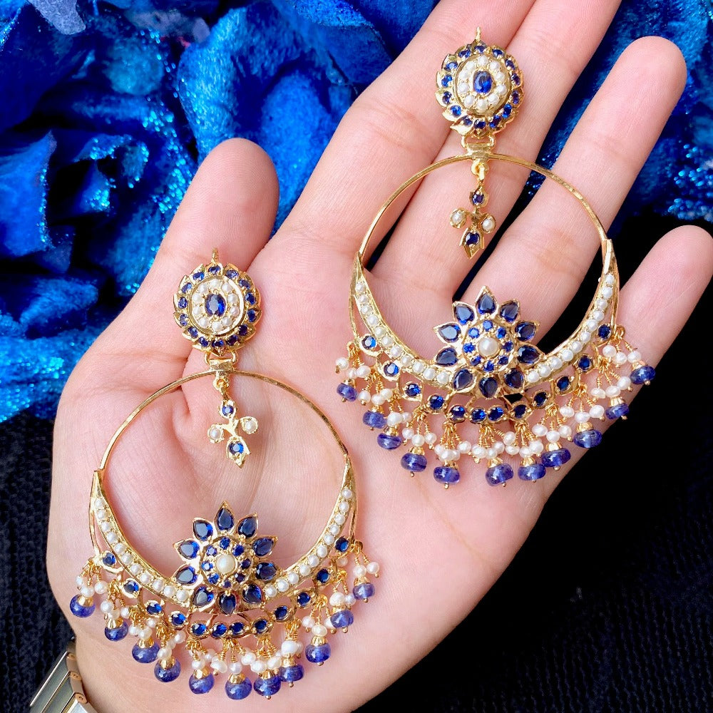 Large Size Jadau Chandbali Earrings | Mughal Design | Gold Plated