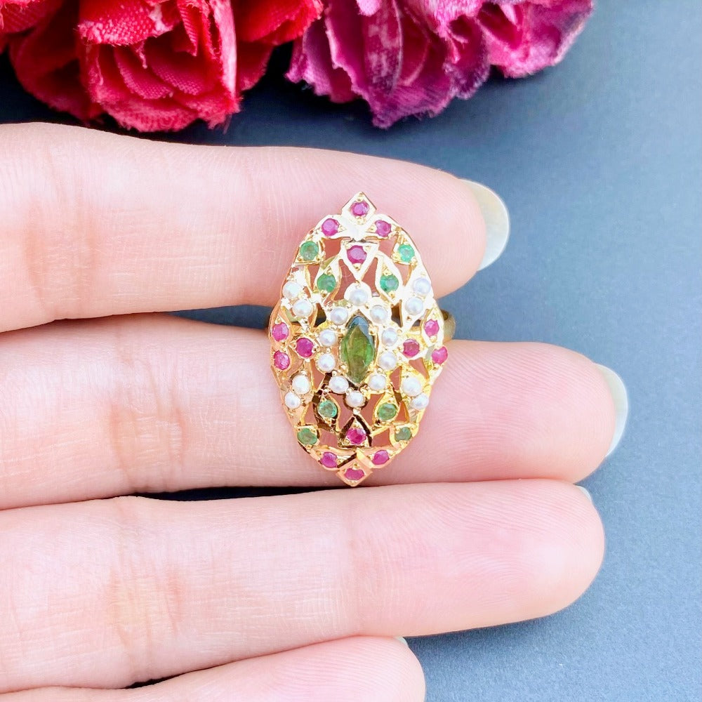 light weight jadau ring gold