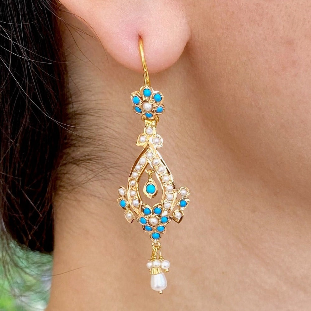 lightweight turquoise chandbali gold