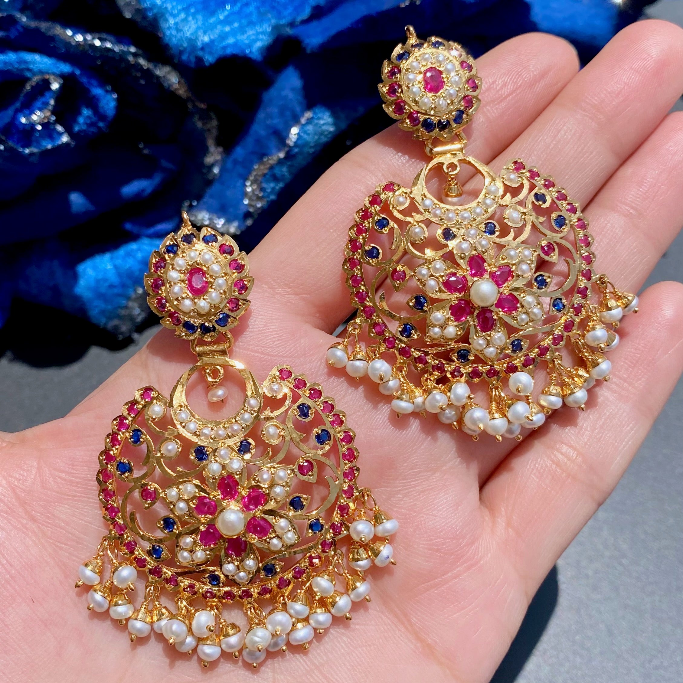 Medium Sized Chandbali Earrings | Gold Plated on 925 Silver ER 775