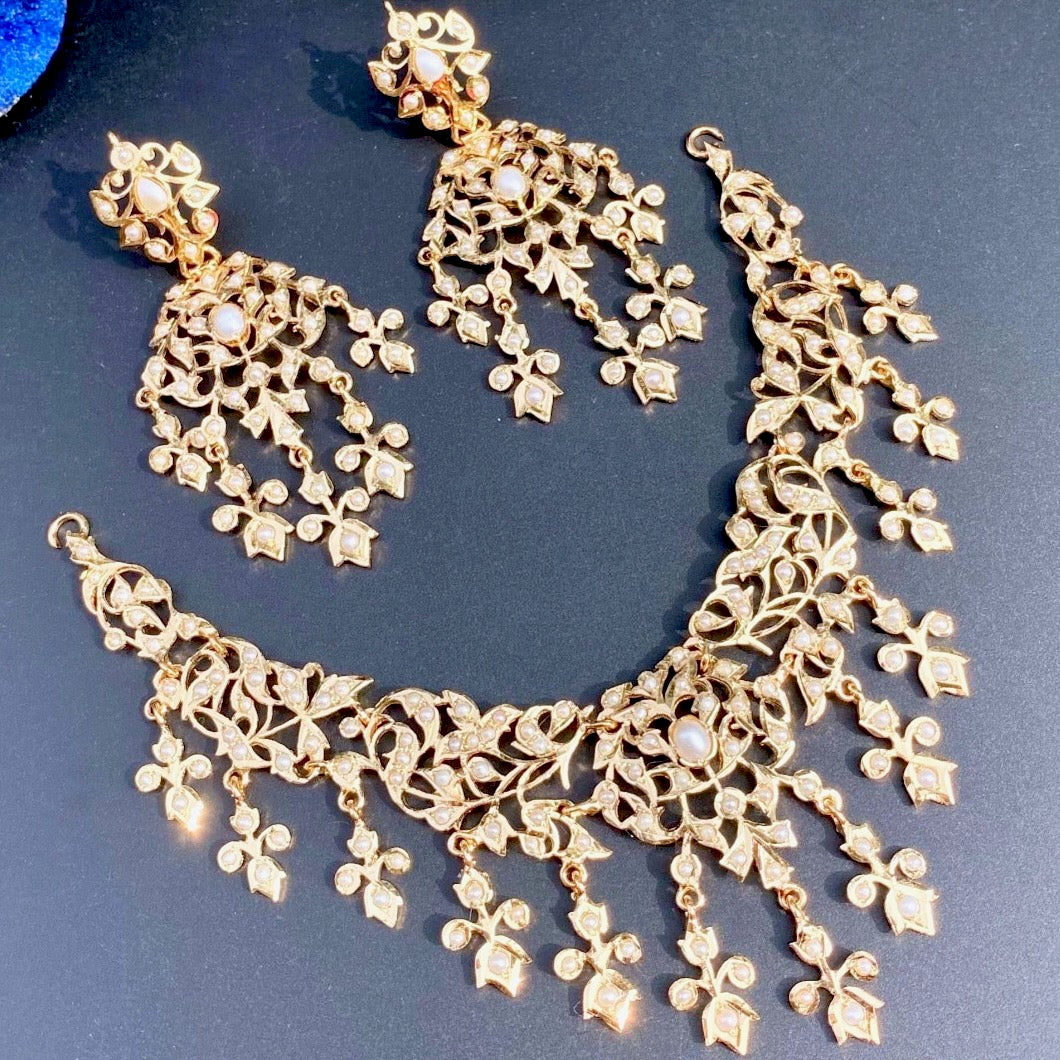 meermankaa seed pearl necklace set antique edwardian victorian era