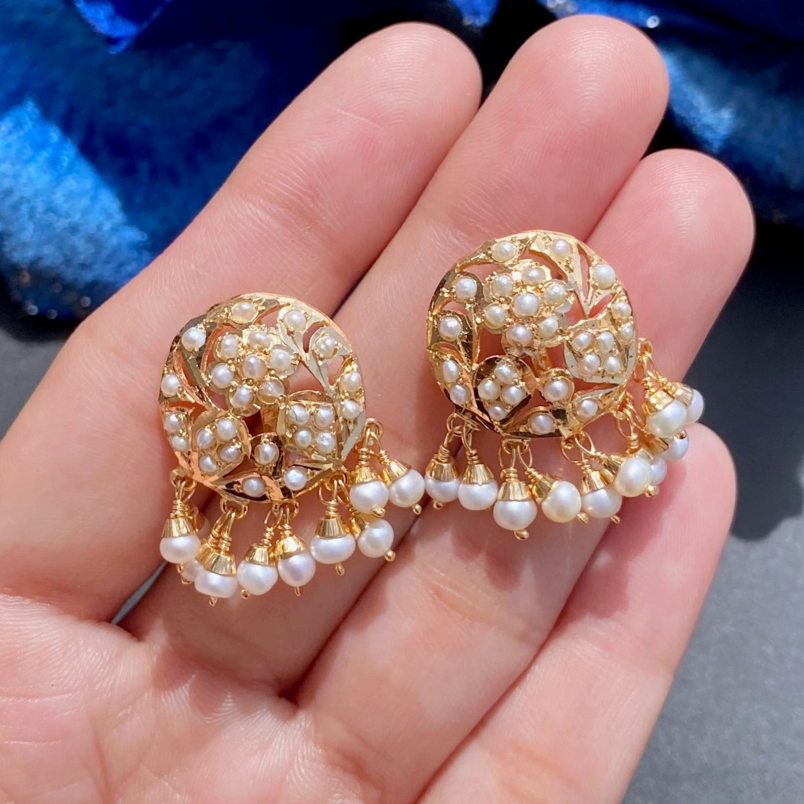Small Round Pearl Stud Earrings For Women | 925 Silver Gold Plated