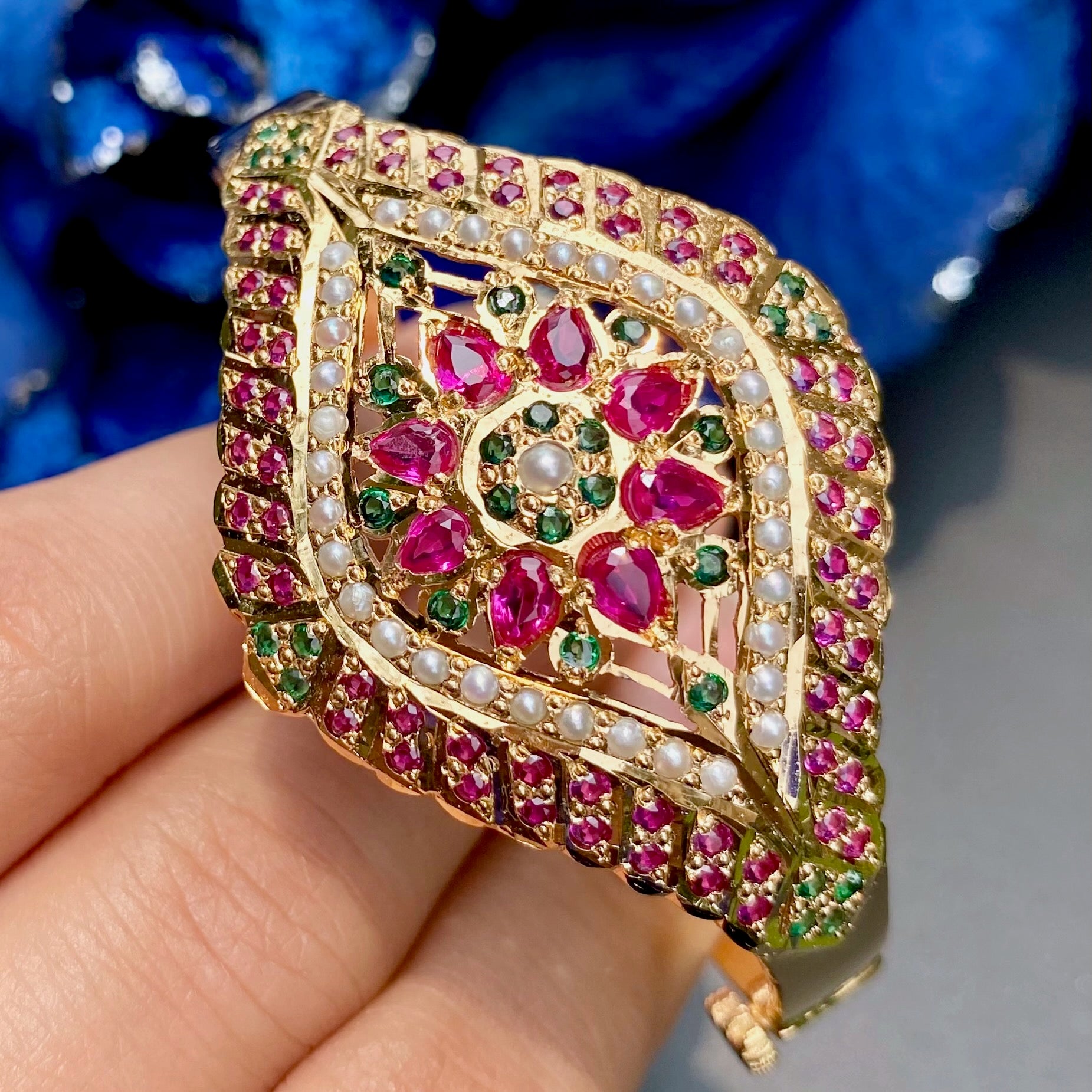 Intricate Jadau Bracelet for Women | Fusion Indian Jewelry BG 123