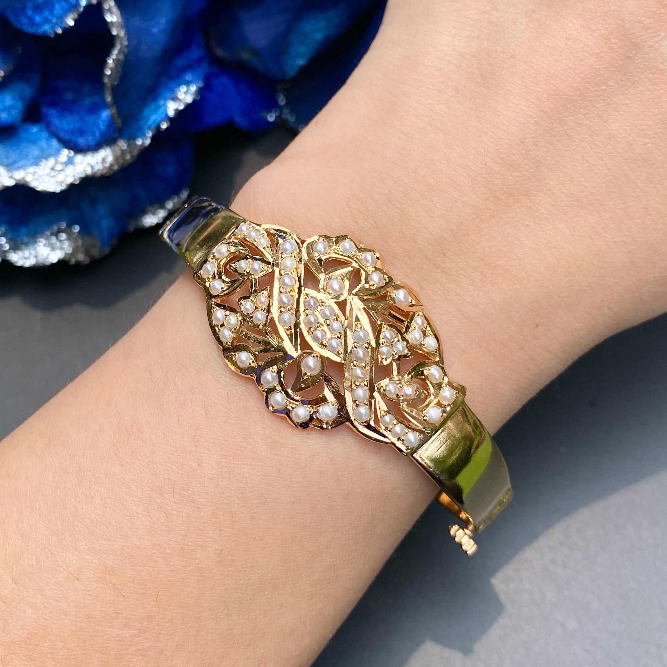Khakha Moti Bracelet | Gold Plated Pearl Jewelry For Women