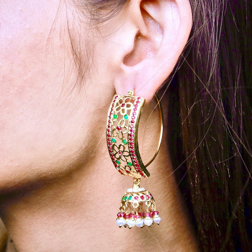 multicolored jadau dandi jhumki