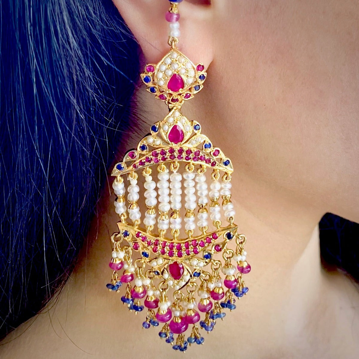 multicolored jhoomar earrings