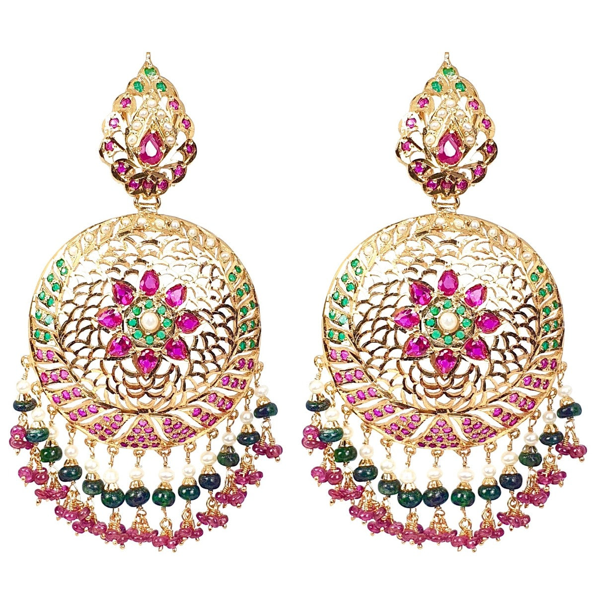 multicoloured jadau earrings