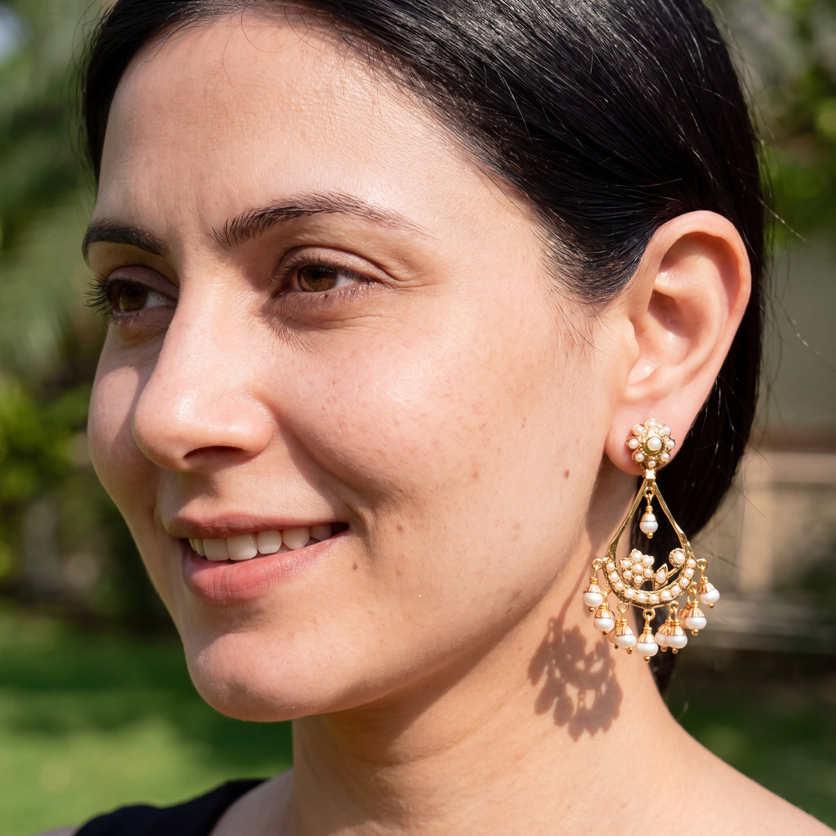 Pearl Floral Drop Earrings | Gold Plated on 925 Silver ER 771