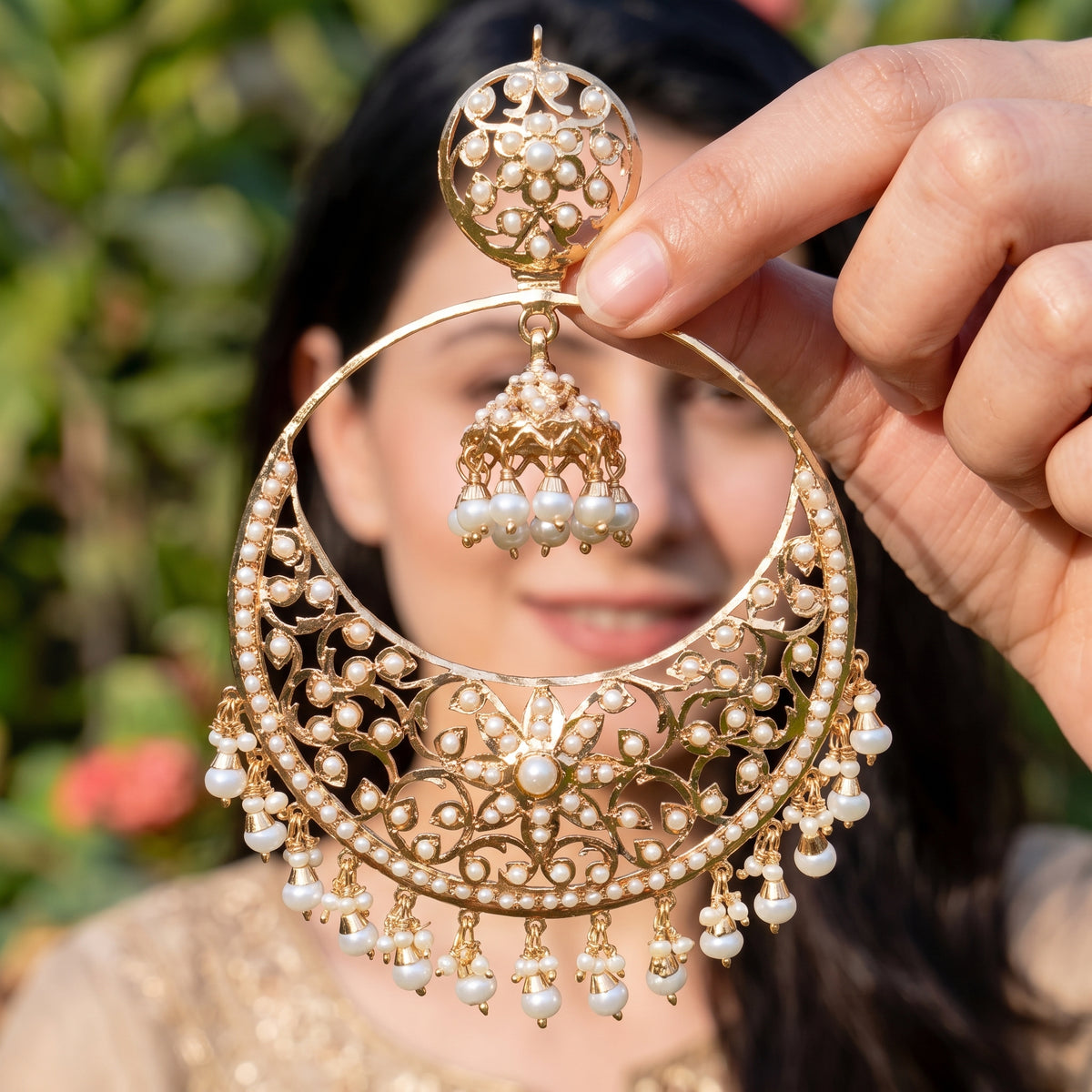 Magnificient Pearl Chandbal with Jhumki Inside | Gold Plated on 925 Silver ER 787