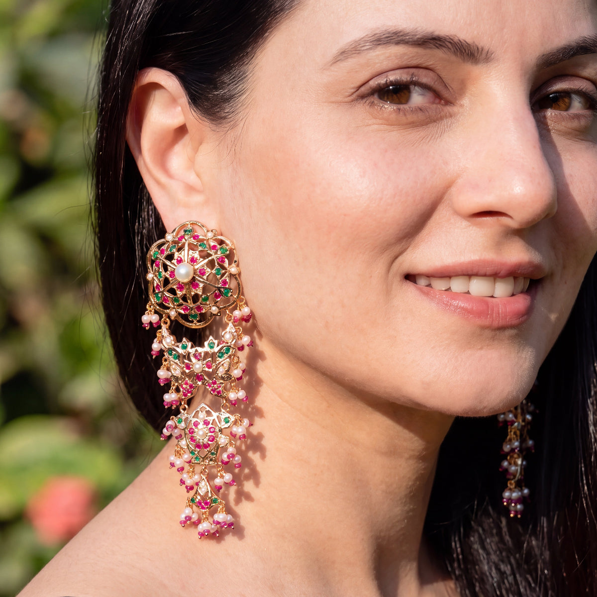 Statement Jadau Danglers | Gold Plated on 925 Silver ER 739