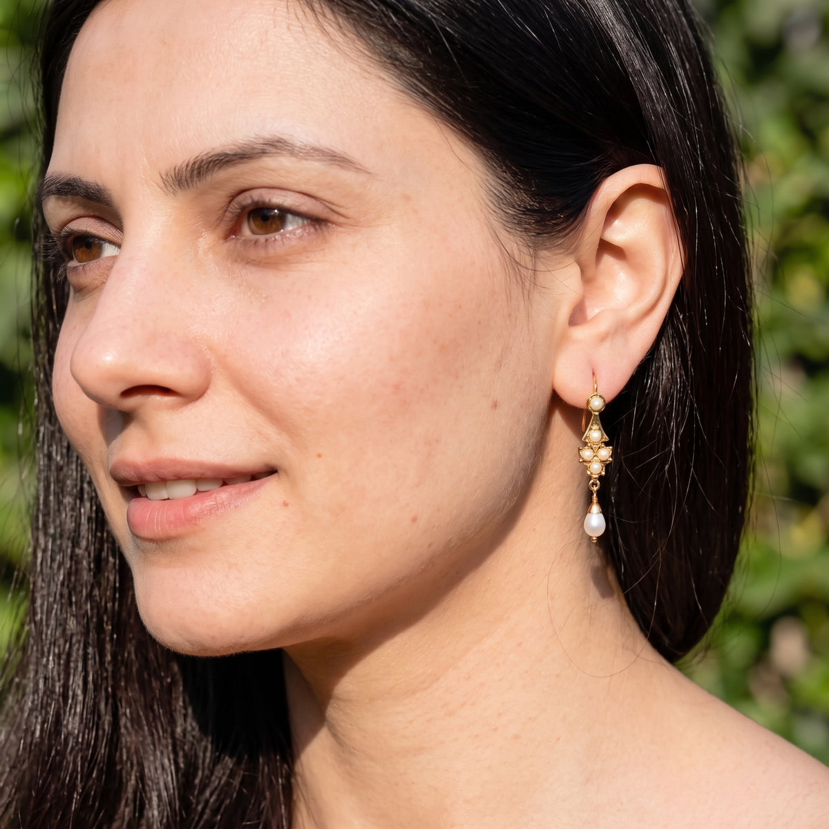 Petite Pearl Fish Hook Drop Earrings | Gold Plated on Silver ER 818