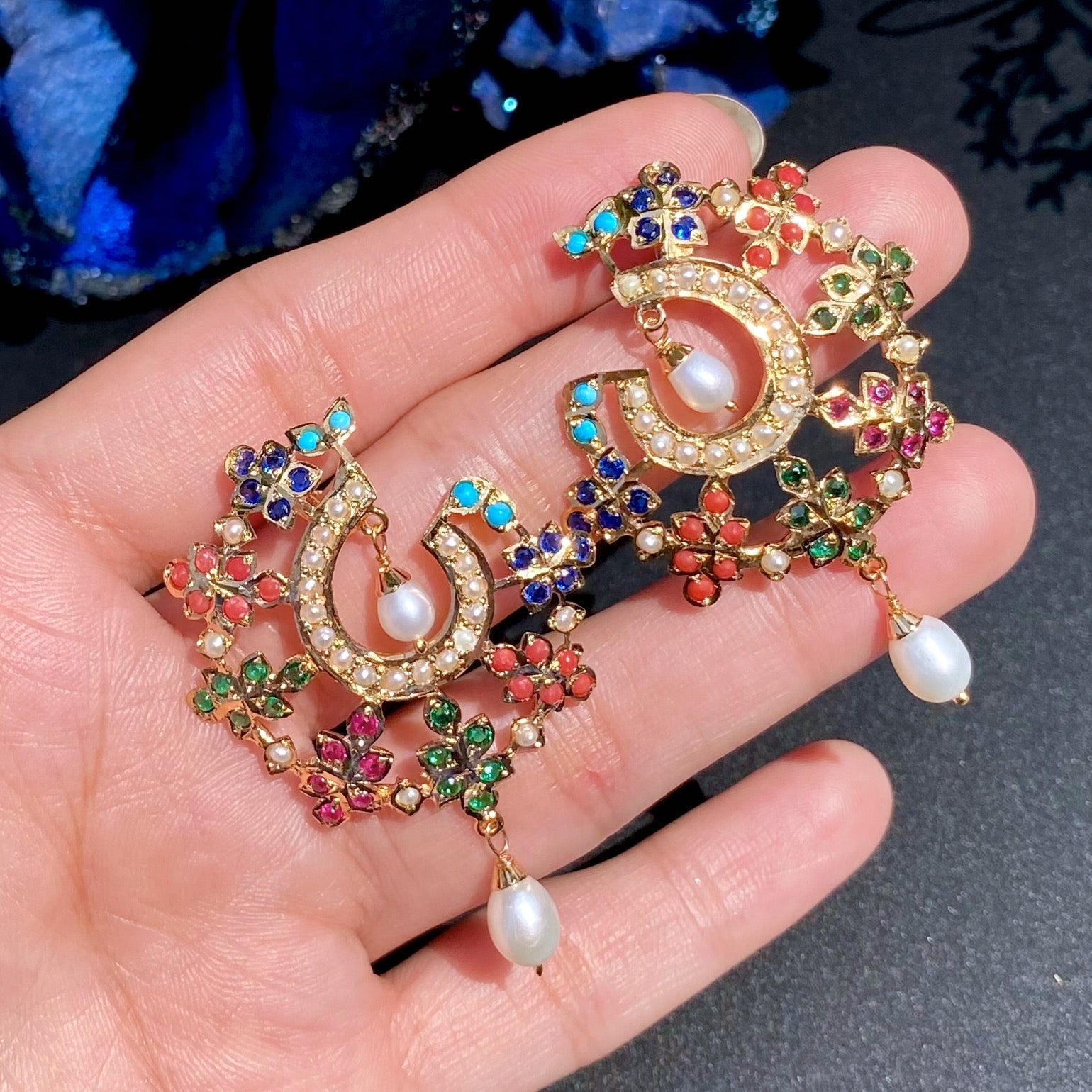 navratan studs gold plated silver
