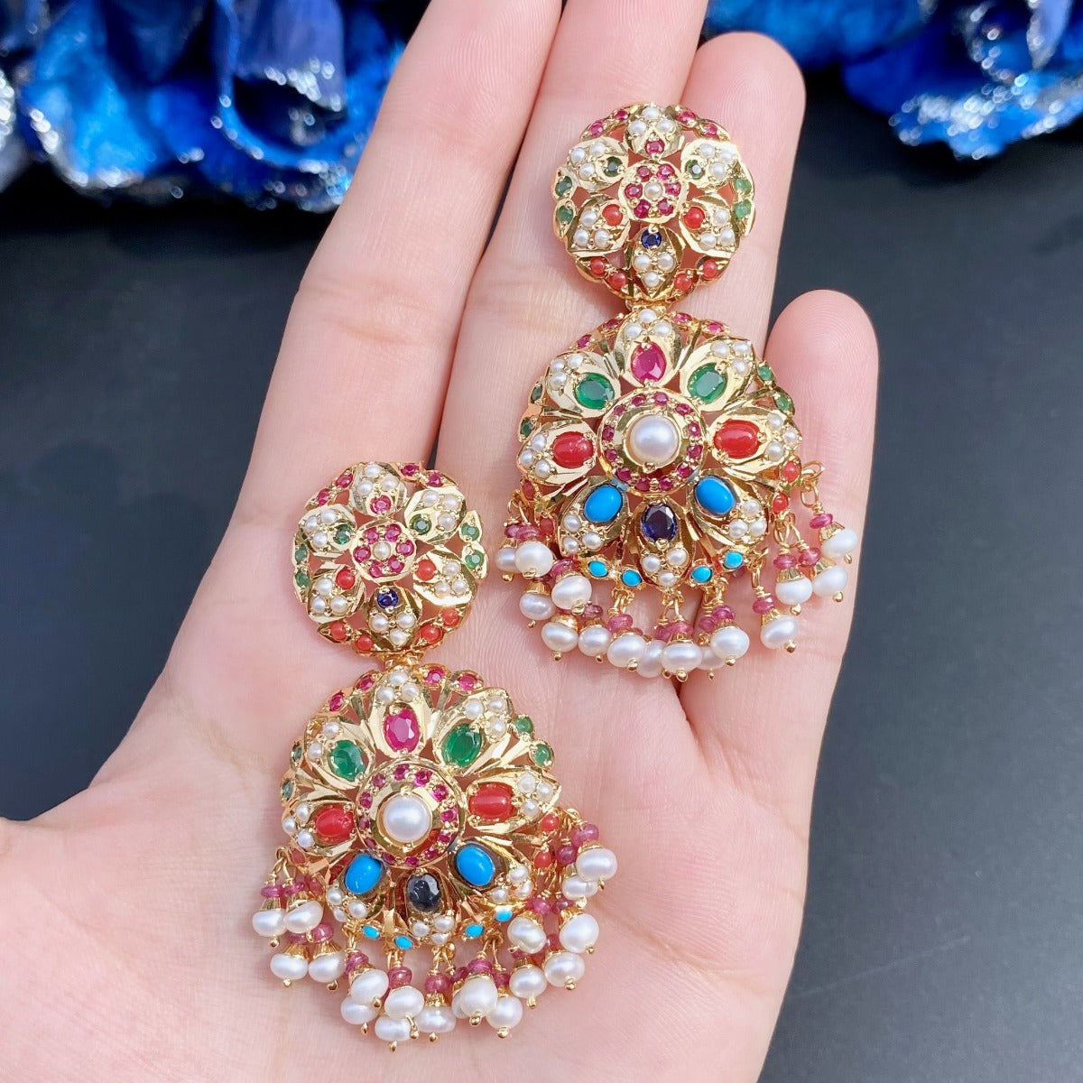 Enchanting Navratna Choker Set | Traditional Indian Jewelry on Silver Base NS 190A
