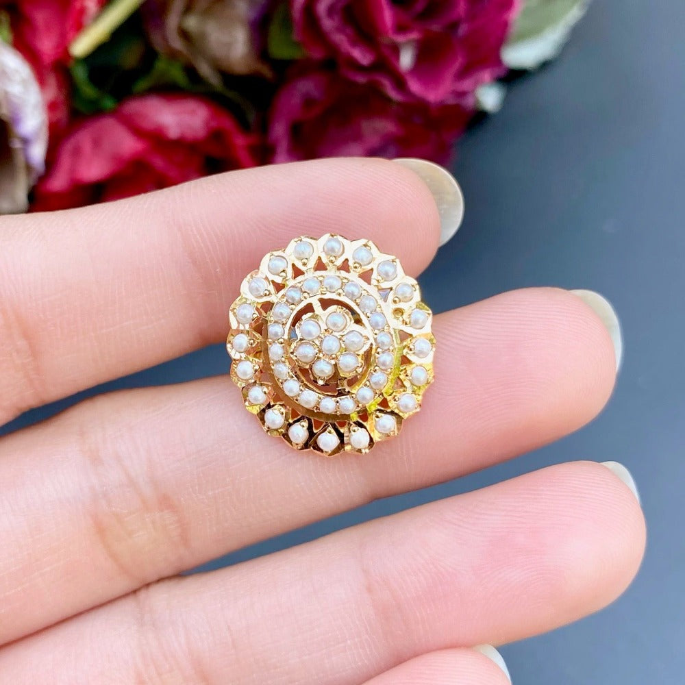 oval pearl ring in 22k gold
