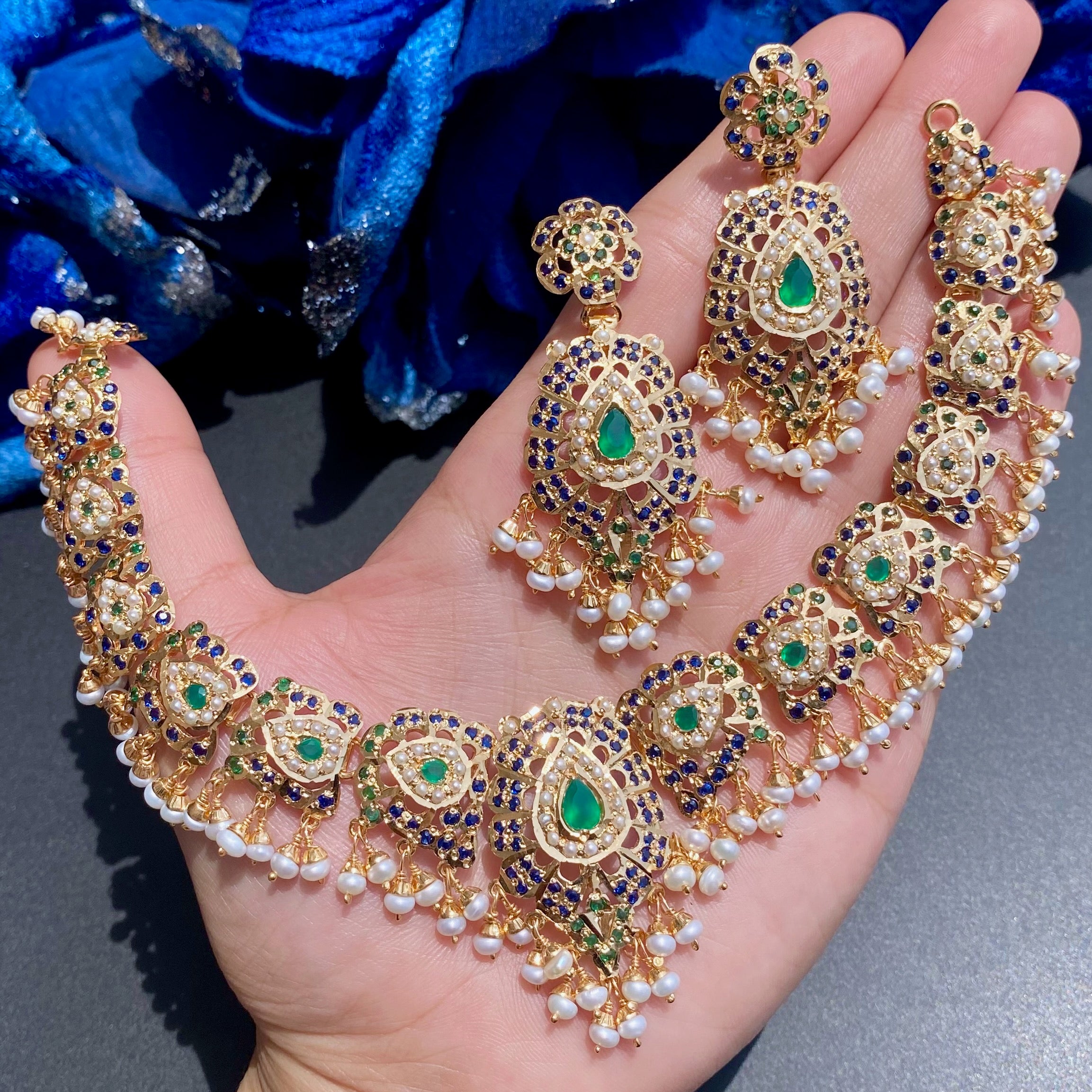 Elegant Stone Jewelry Set | Gold Plated Fashion Necklace Set | 925 Silver