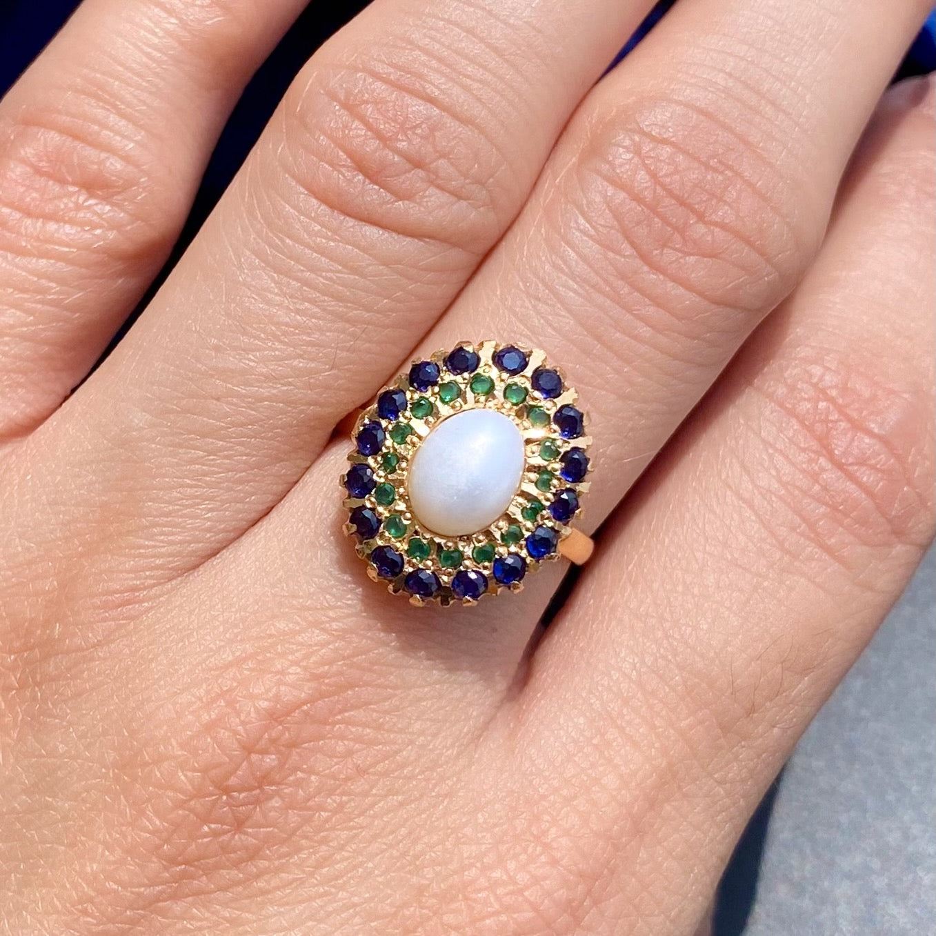 Cute Finger Ring For Women | Gold Plated on Silver | Classic Indian-Pakistani Jadau Jewelry