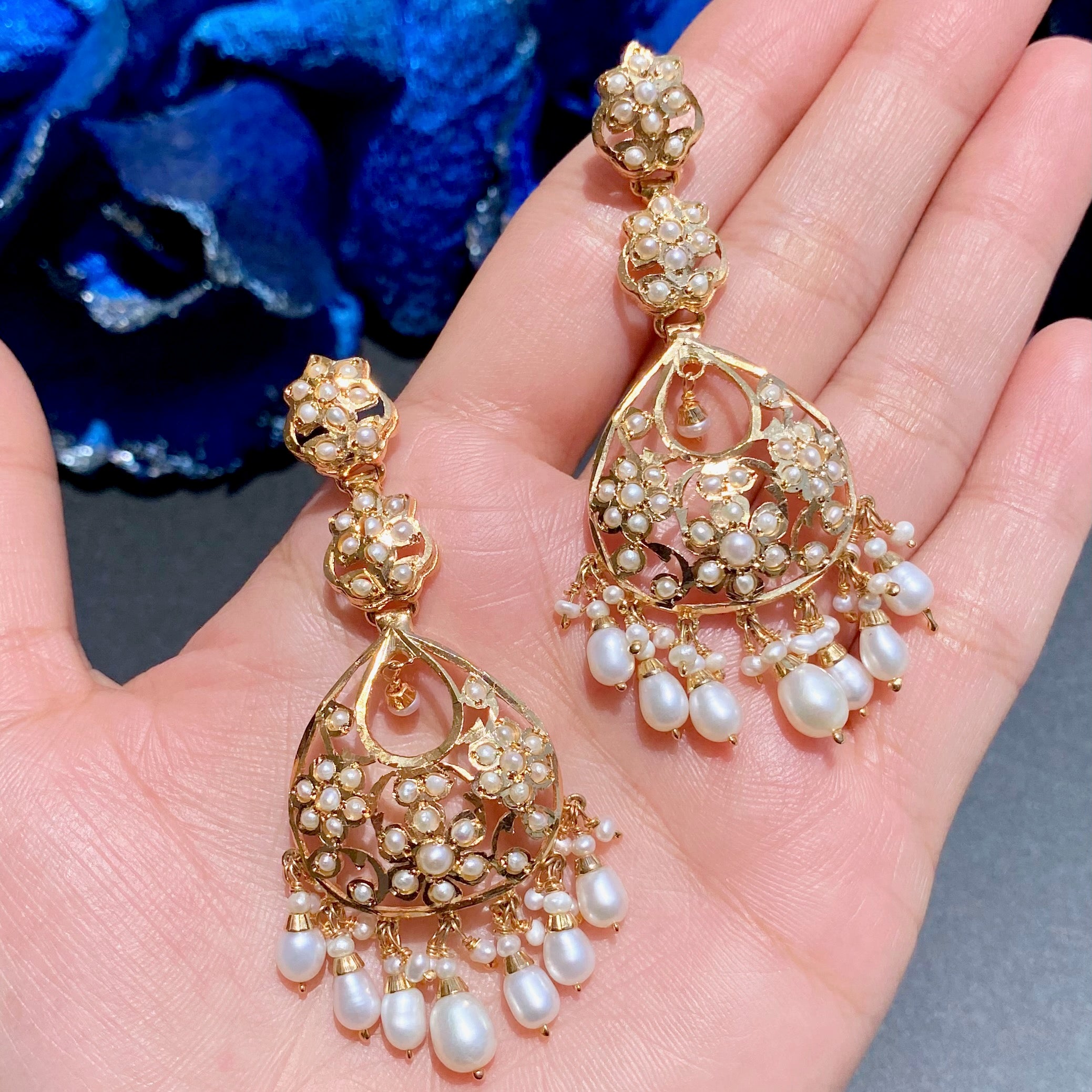 Long Earrings with Freshwater Pearls | Gold Plated on Silver