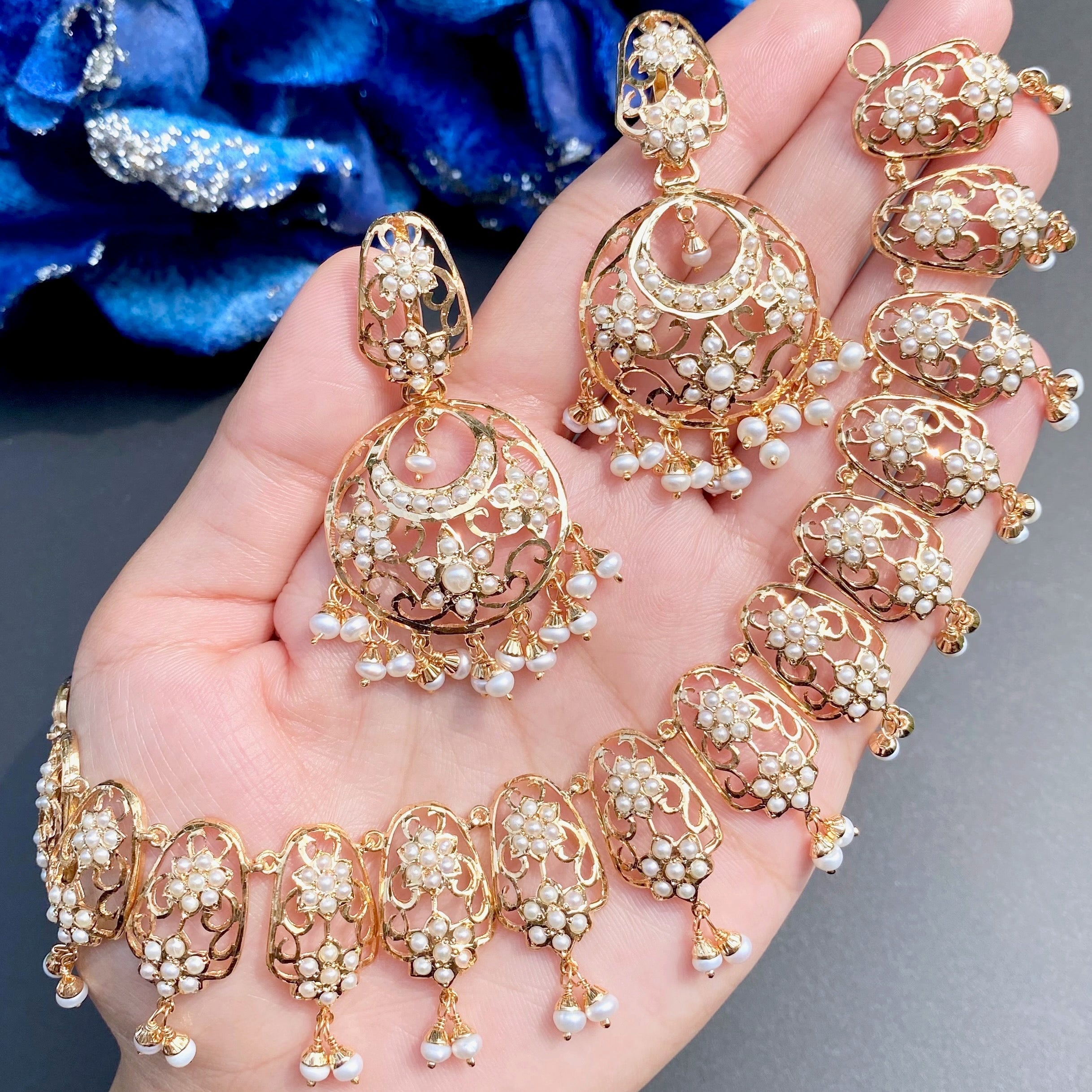 pearl necklace set jadau