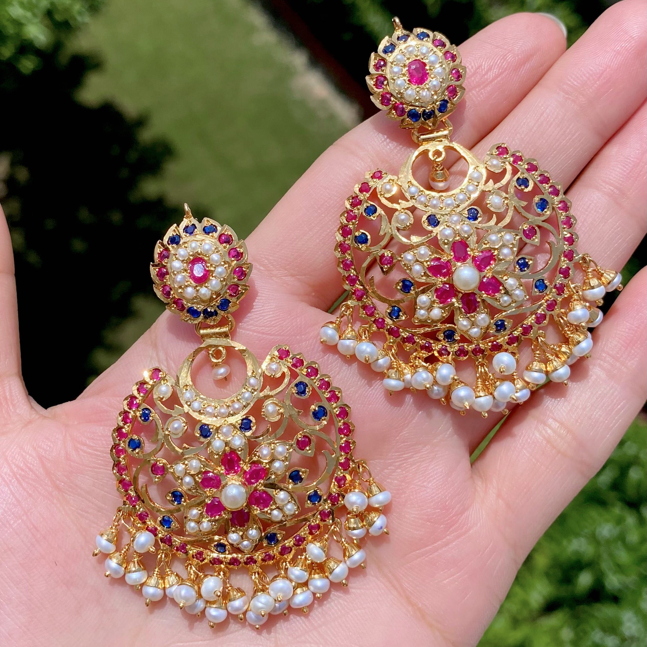 Medium Sized Chandbali Earrings | Gold Plated on 925 Silver ER 775