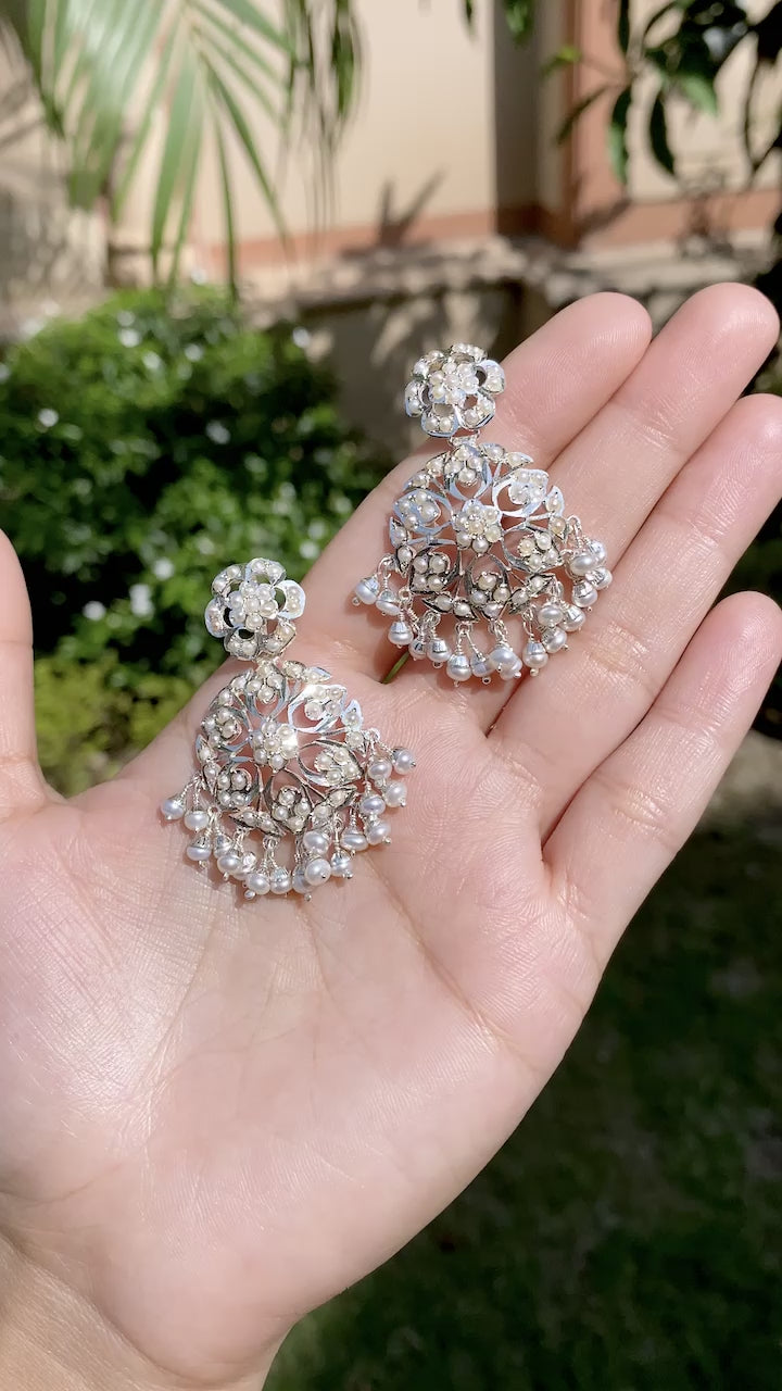 Silver pearl shop earrings