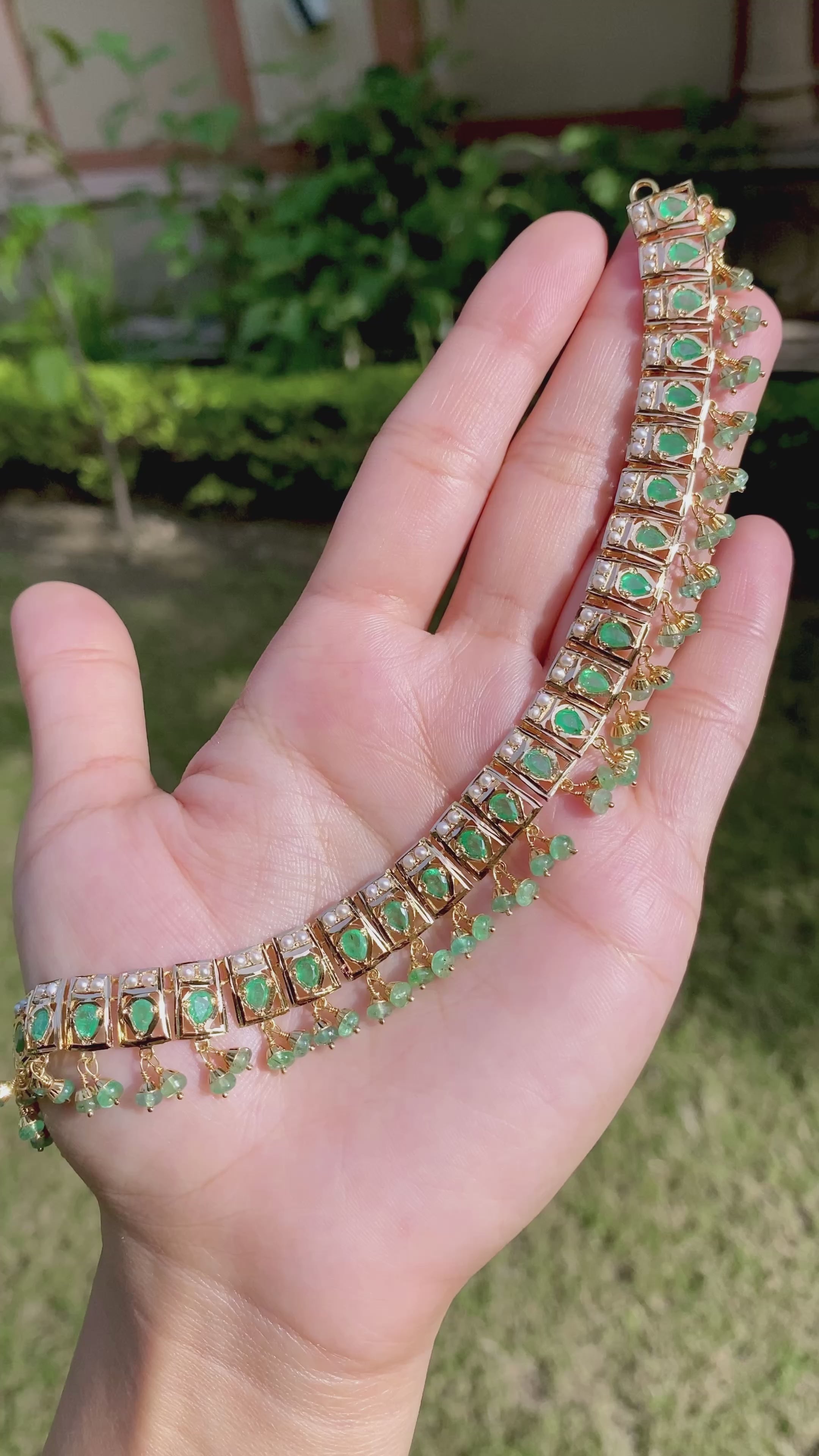 emerald necklace set gold 22k