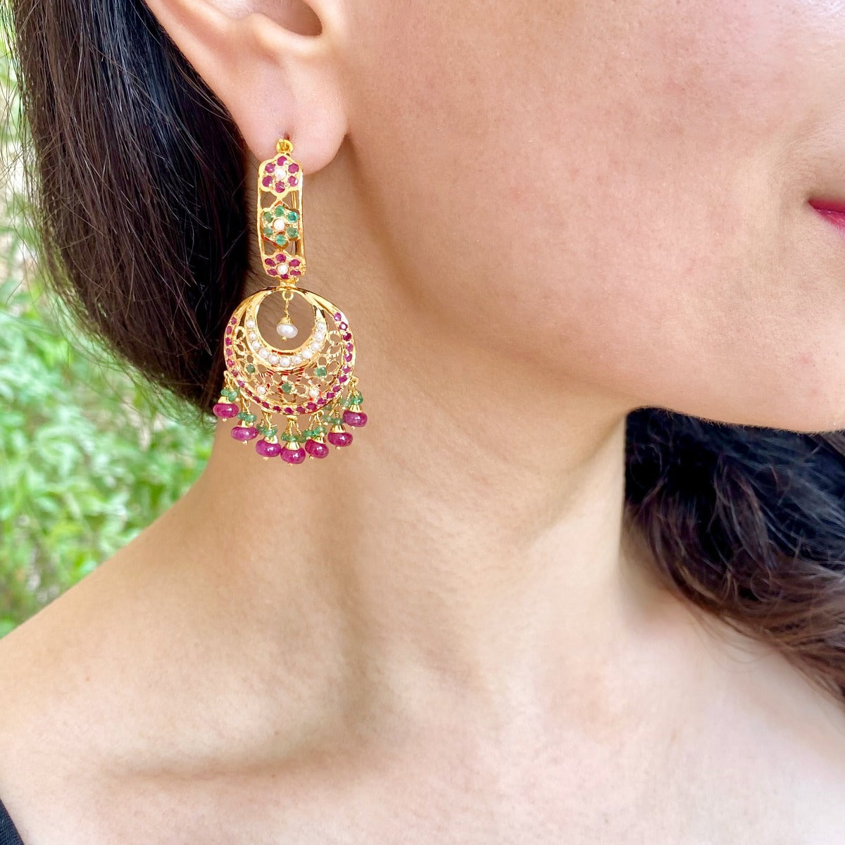 punjabi jadau chandbali gold